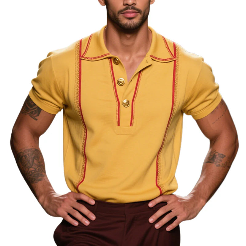 Men’s Vintage Casual Striped Embroidered Cotton Short Sleeve Polo Shirt MTAETO Men’s Vintage Casual Striped Embroidered Cotton Short Sleeve Polo Shirt MTAETO