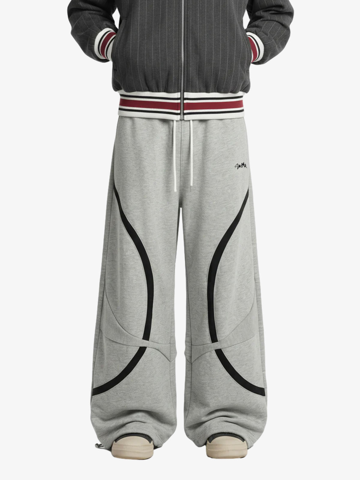 Retro Contrast Panel Drawstring Sweatpants Retro Contrast Panel Drawstring Sweatpants