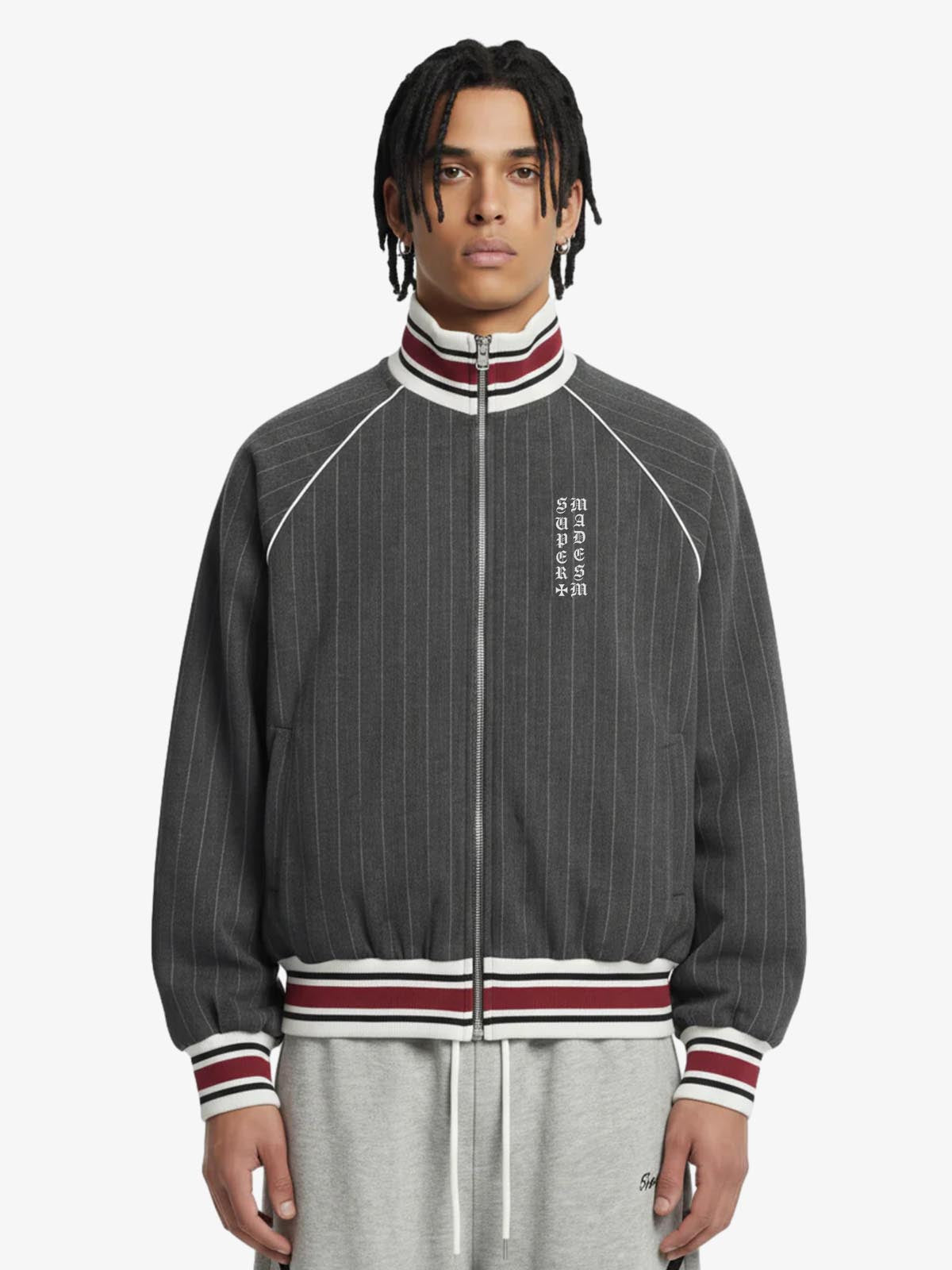 Pinstripe Vertical Embroidery Track Jacket Pinstripe Vertical Embroidery Track Jacket