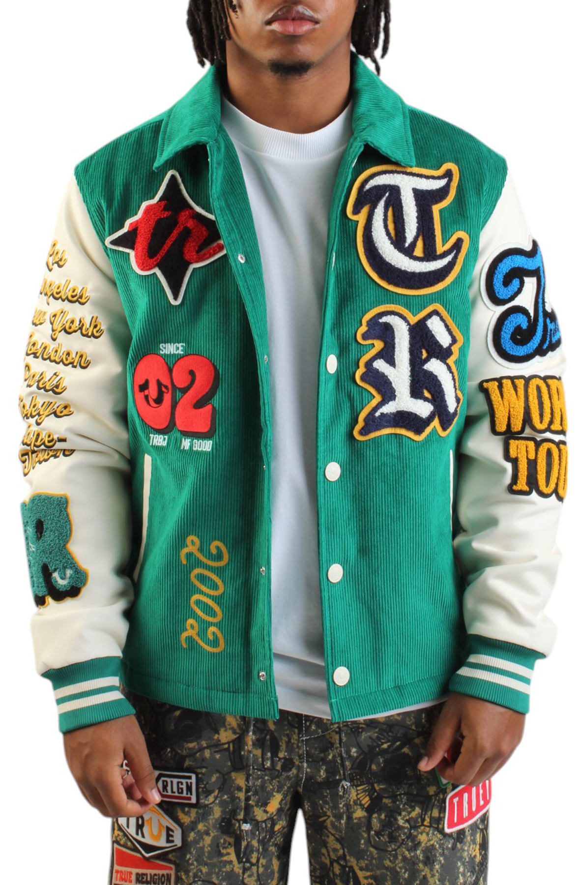 Men CORDUROY VARSITY JACKET Green Jackets Green Men CORDUROY VARSITY JACKET Green Jackets Green