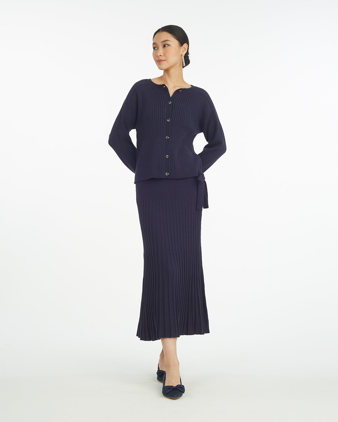 Luxe Cropped Rib Cardigan – Nassau Navy Luxe Cropped Rib Cardigan – Nassau Navy