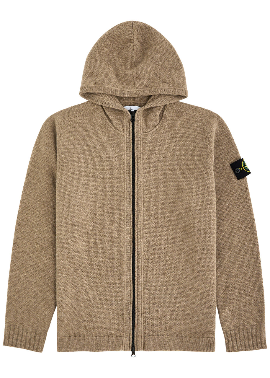 Stone Island Hooded Wool-blend Sweatshirt – Brown Stone Island Hooded Wool-blend Sweatshirt – Brown