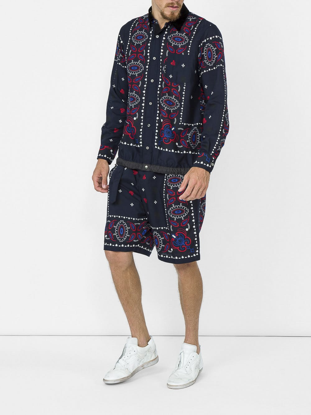 Paisley Print Belted Shorts