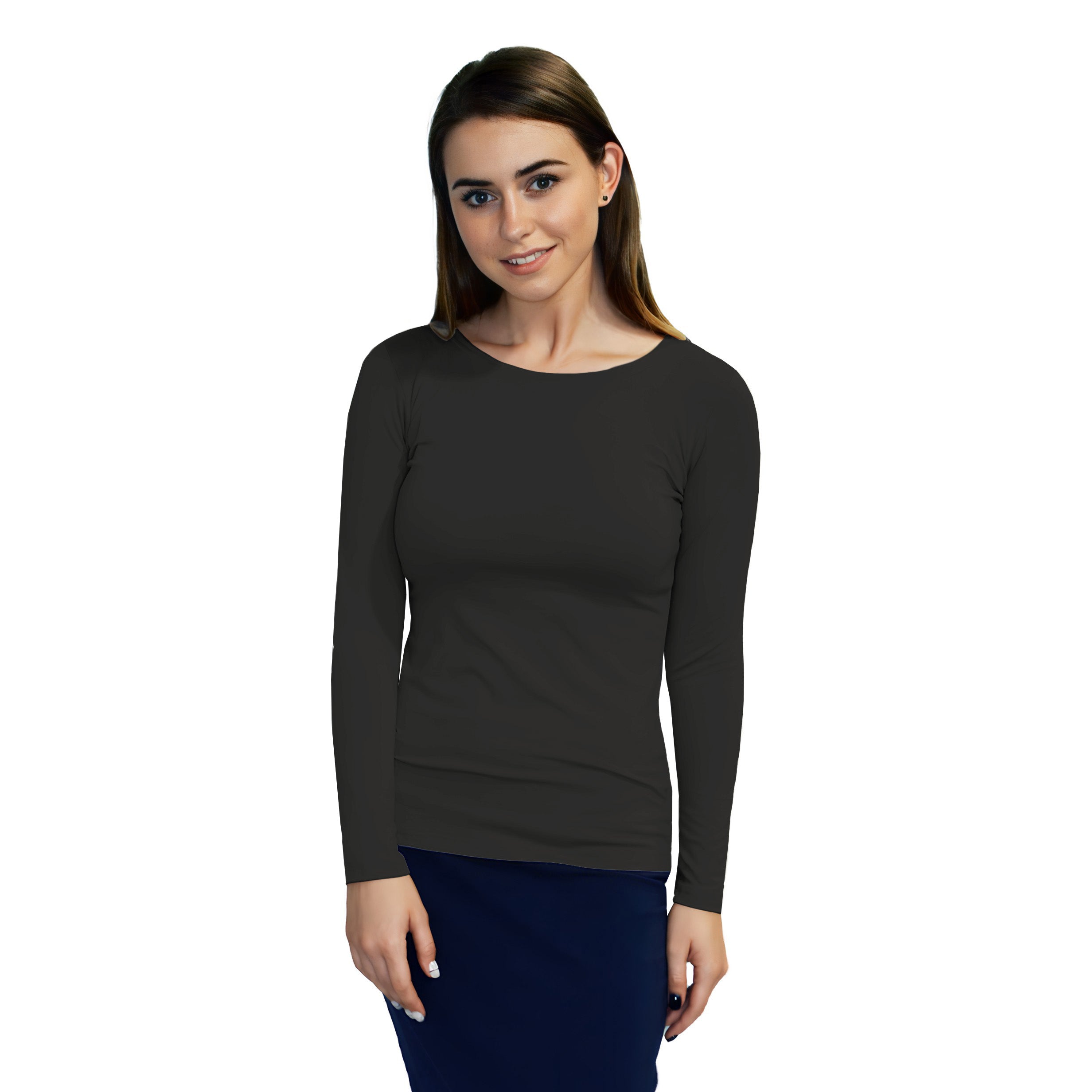 Essential Round-Neck Layering Top – Long Sleeve – Black Small Essential Round-Neck Layering Top – Long Sleeve – Black Small