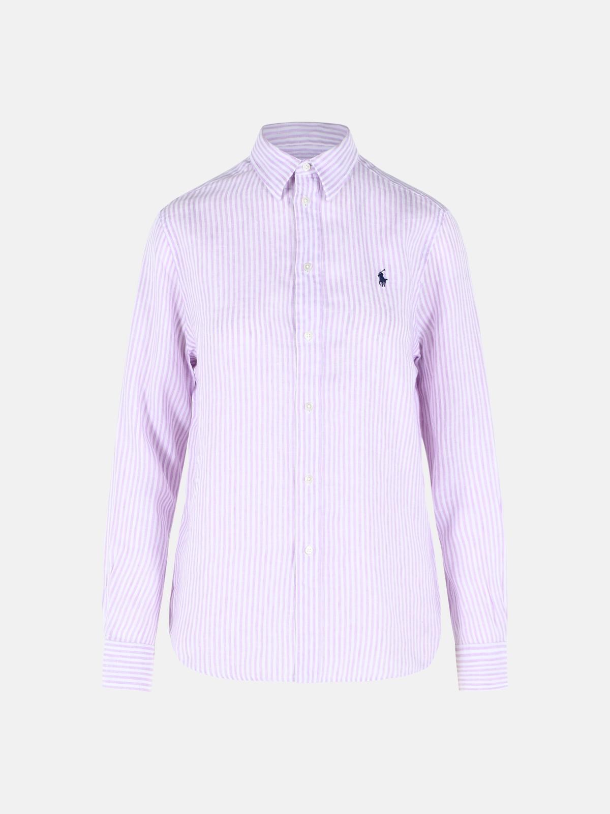 POLO RALPH LAUREN Lilac Striped Linen Shirt POLO RALPH LAUREN Lilac Striped Linen Shirt