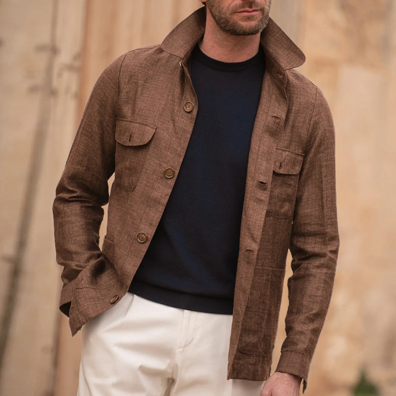 Men’s Casual Linen Lapel Single Breasted Long Sleeve Thin Jacket M Men’s Casual Linen Lapel Single Breasted Long Sleeve Thin Jacket M