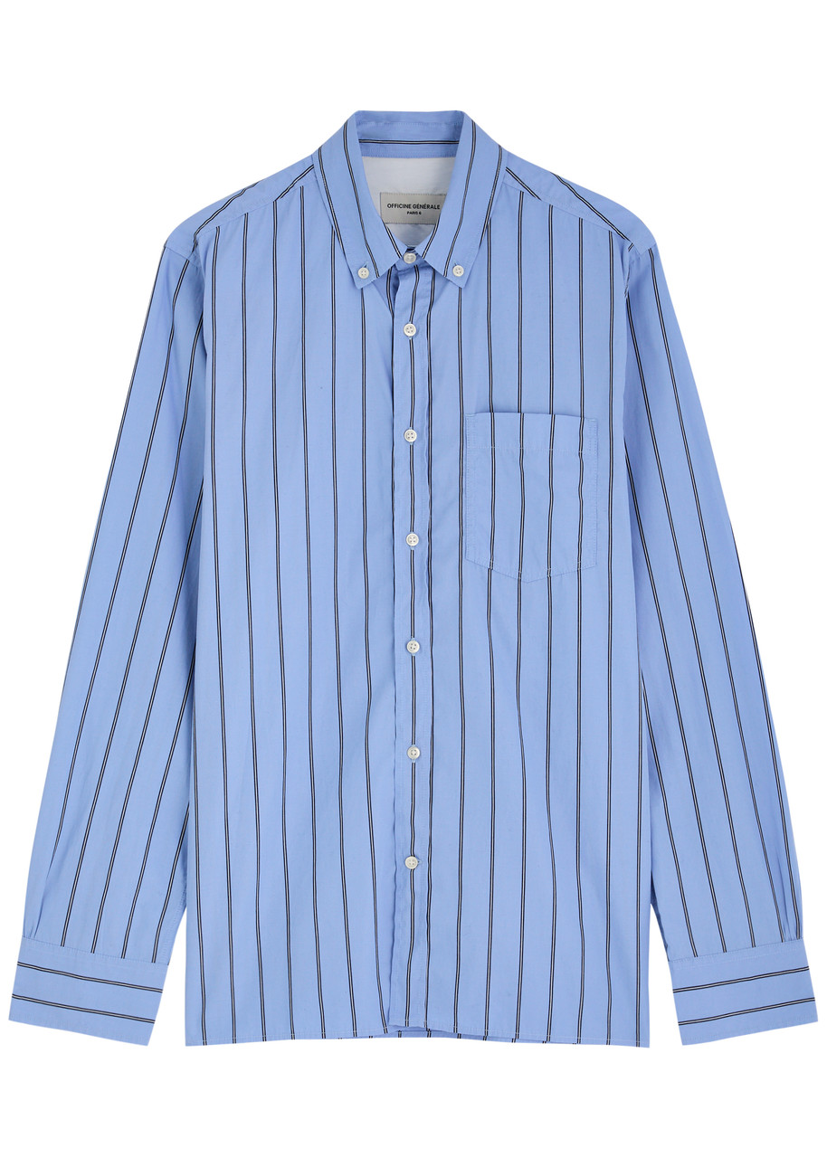 Officine Gnrale Arsene Striped Cotton-poplin Shirt – Blue Officine Gnrale Arsene Striped Cotton-poplin Shirt – Blue