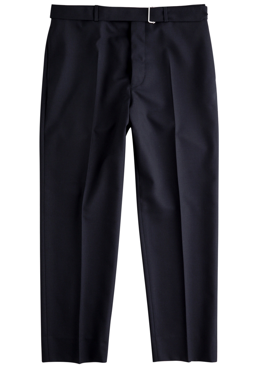Officine Gnrale Hoche Belted Straight-leg Wool Trousers – Navy – IT Officine Gnrale Hoche Belted Straight-leg Wool Trousers – Navy – IT