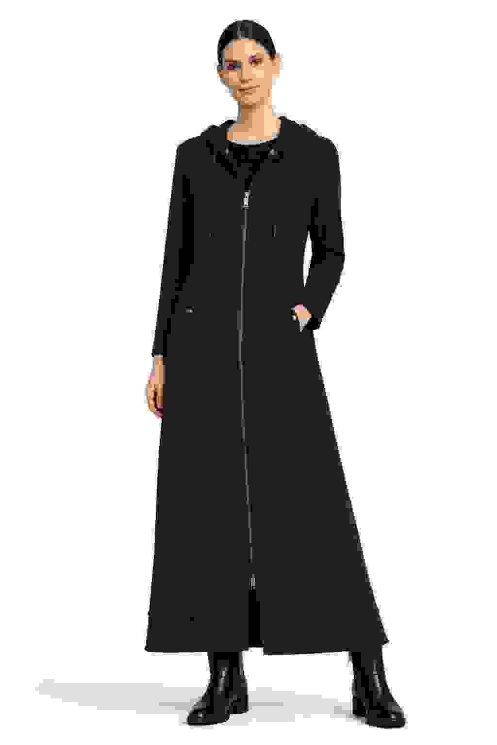 Maxi A-Line Hoodie Coat Dress in Black, Olive & Bordeaux – Black Medium Maxi A-Line Hoodie Coat Dress in Black, Olive & Bordeaux – Black Medium