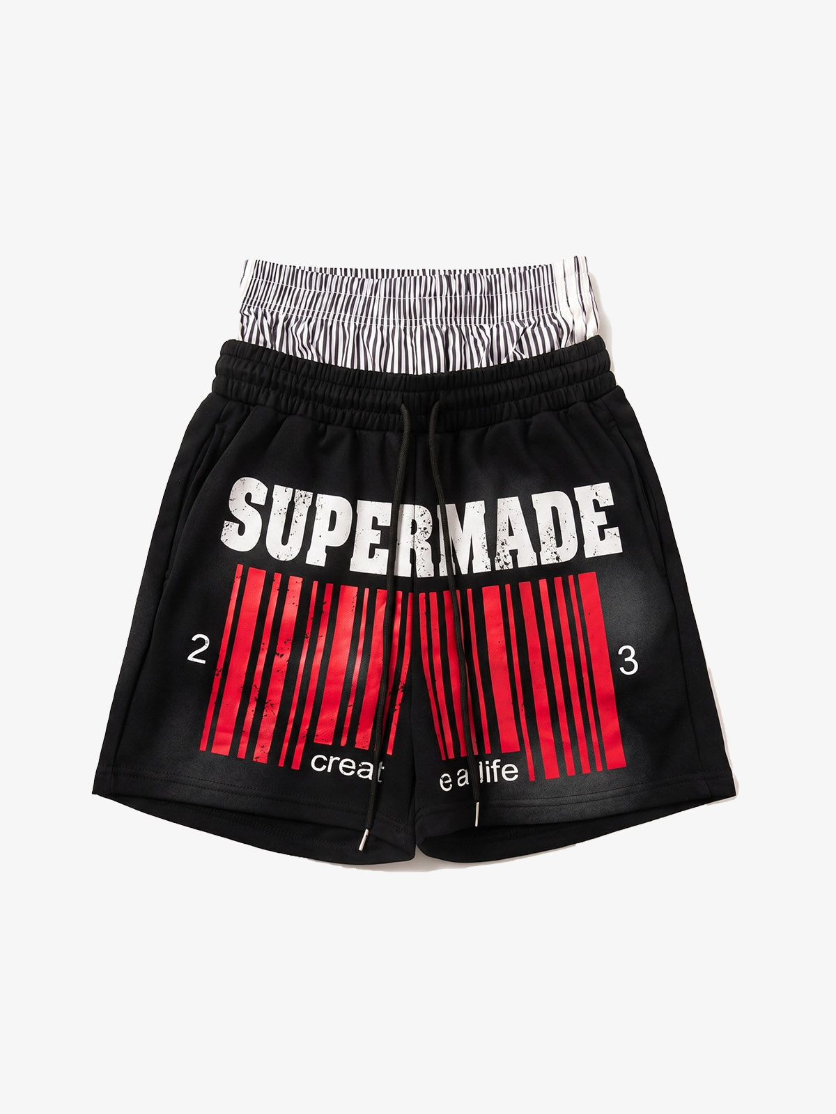 Double Waistband Barcode Graphic Shorts Double Waistband Barcode Graphic Shorts