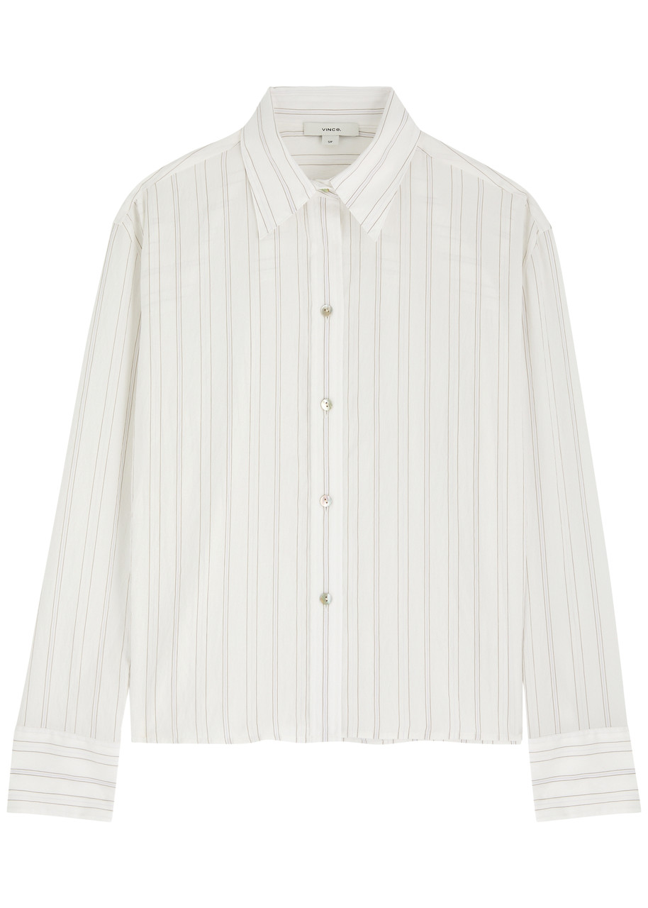 Vince Striped Woven Shirt – White – L L