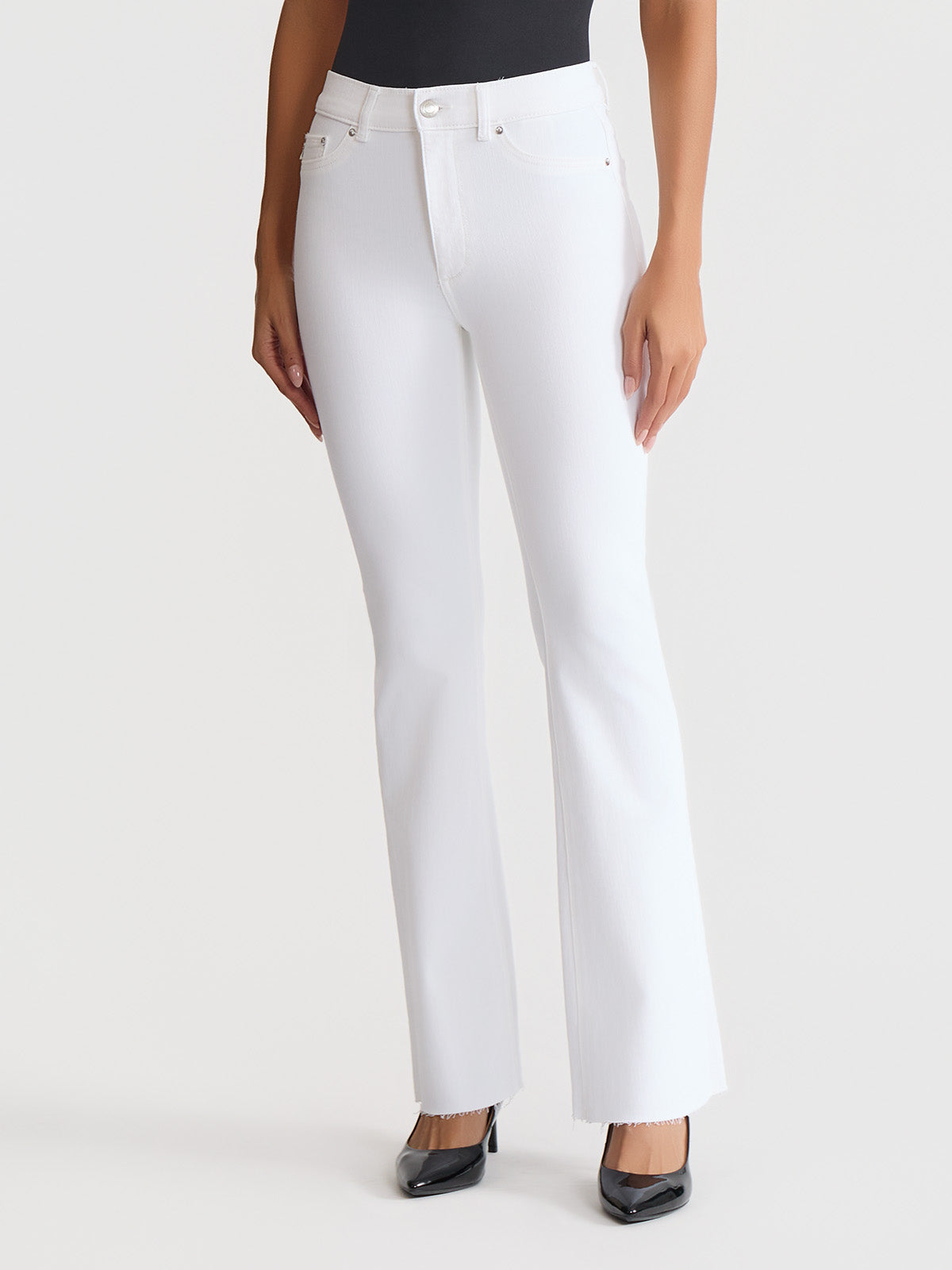 Bridget High-Rise Bootcut Jeans, White Bridget High-Rise Bootcut Jeans, White