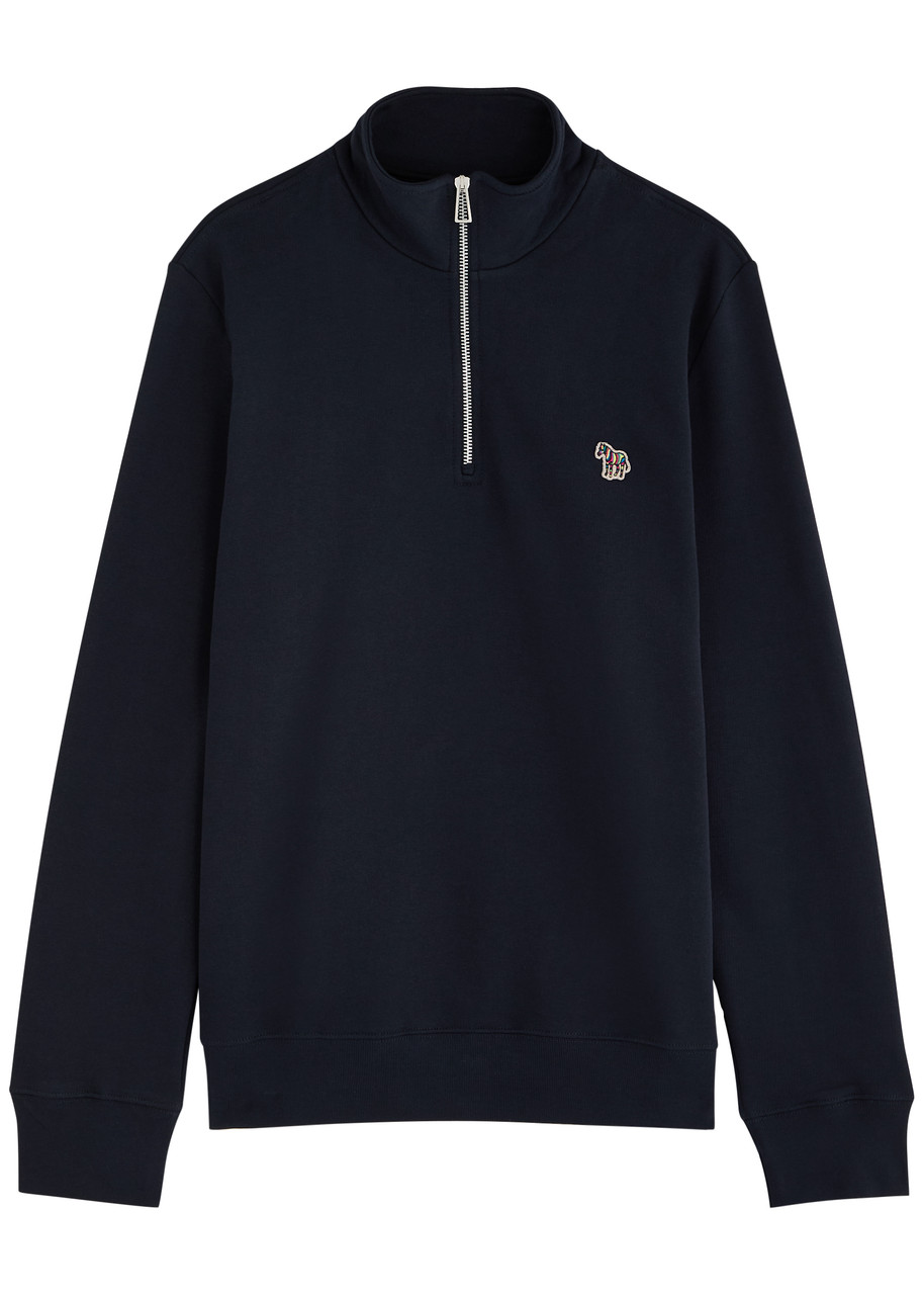 PS Paul Smith Logo-appliqud Half-zip Cotton Sweatshirt – Navy PS Paul Smith Logo-appliqud Half-zip Cotton Sweatshirt – Navy