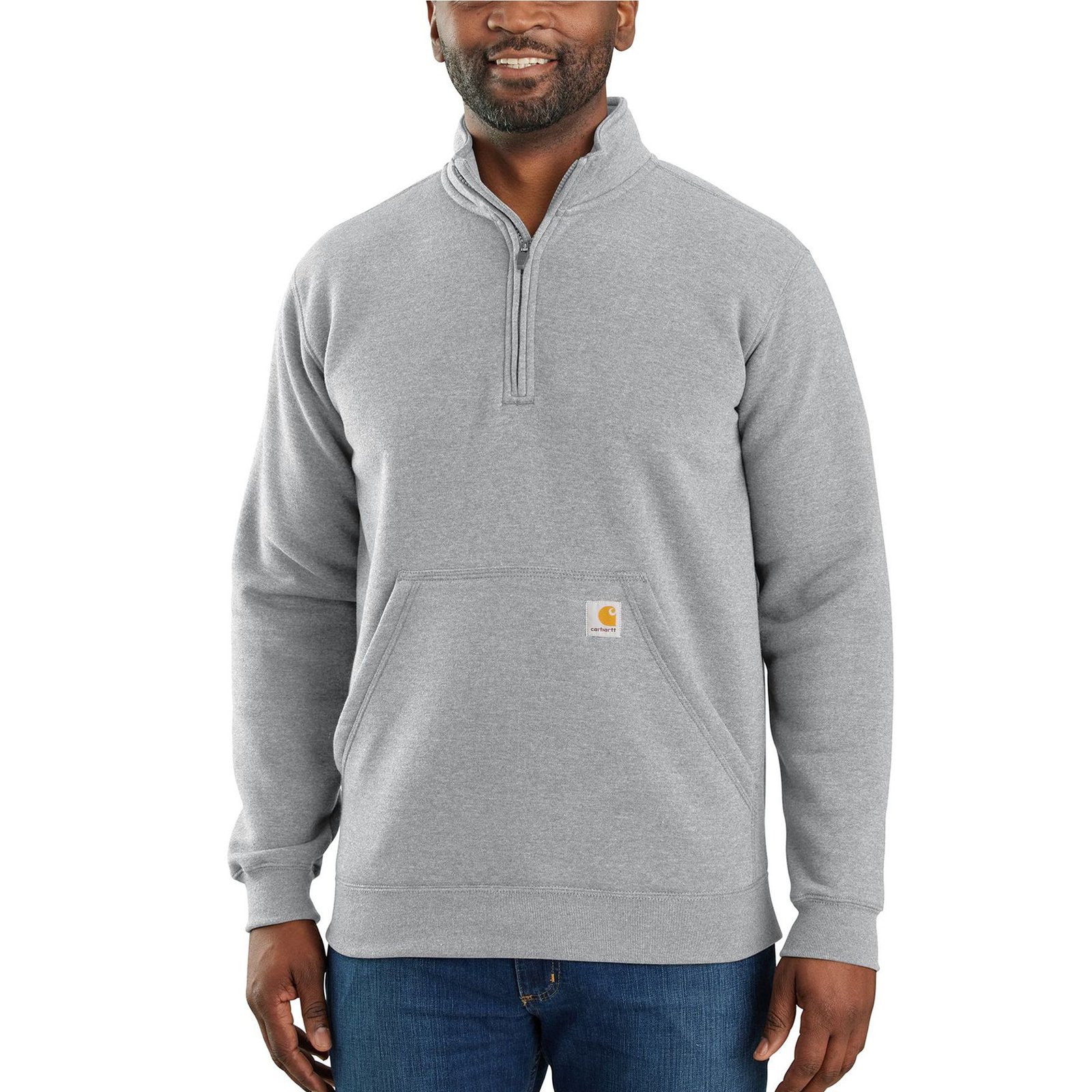 Carhartt Men’s Marquette Zip Mock Neck Sweatshirt Grey Knit Tops Carhartt Men’s Marquette Zip Mock Neck Sweatshirt Grey Knit Tops