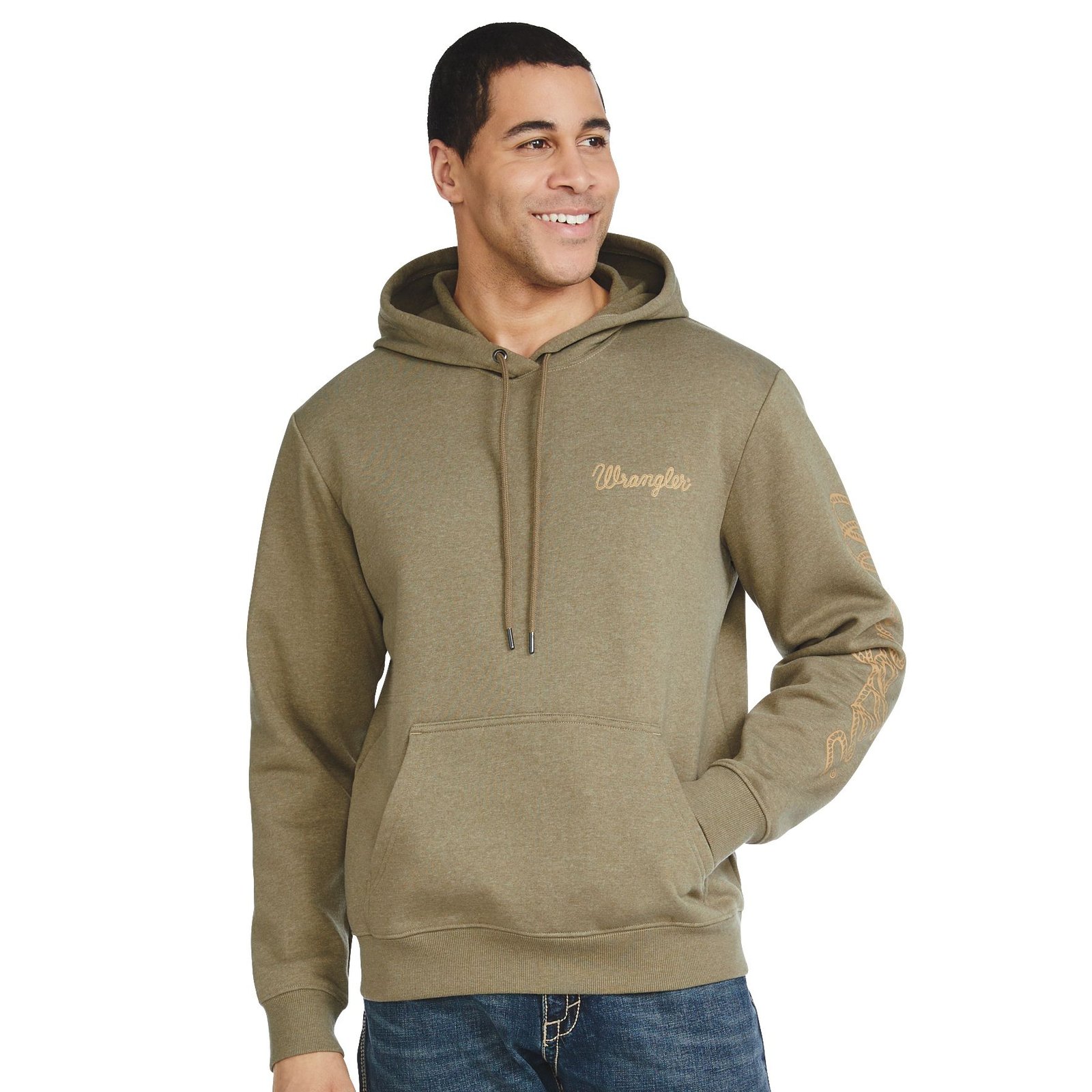 Wrangler Men’s Script Hoodie Green Knit Tops