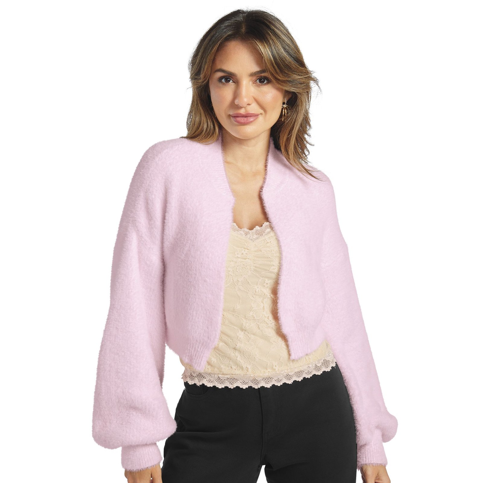 Masseys Fuzzy Cardigan Pink Sweaters X