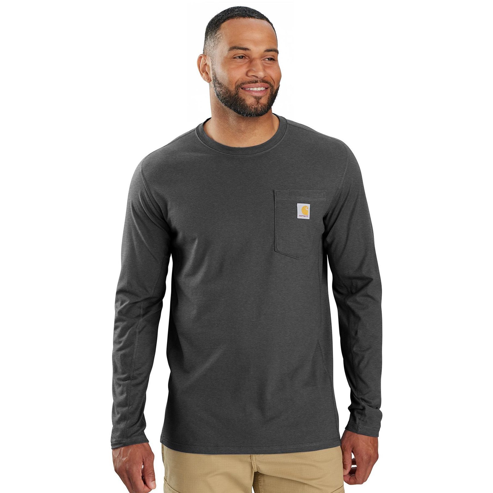 Carhartt Men’s Force Relaxed LS Shirt Grey Knit Tops Carhartt Men’s Force Relaxed LS Shirt Grey Knit Tops