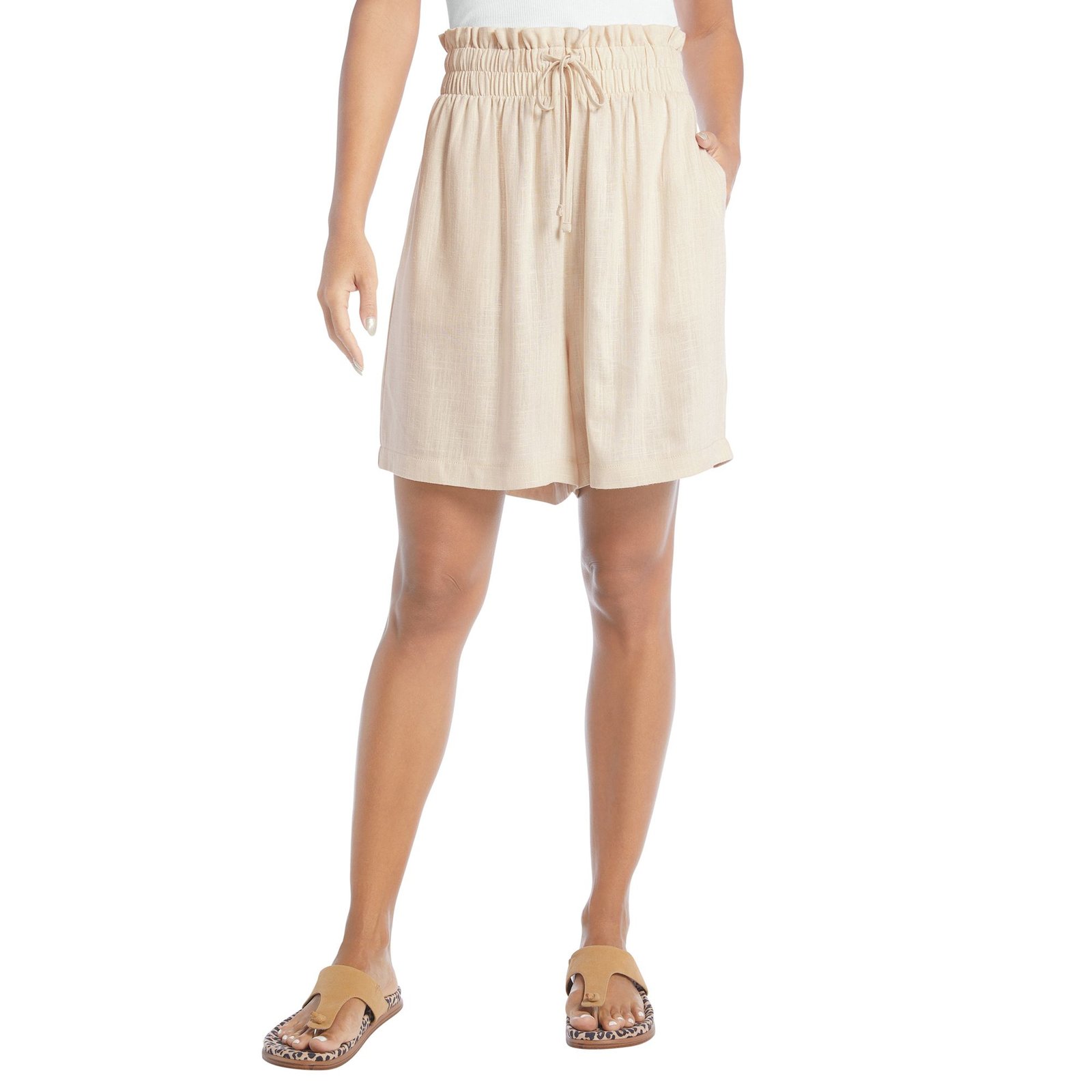 Masseys Paper Bag Waist Linen Blend Short Tan Shorts X Masseys Paper Bag Waist Linen Blend Short Tan Shorts X