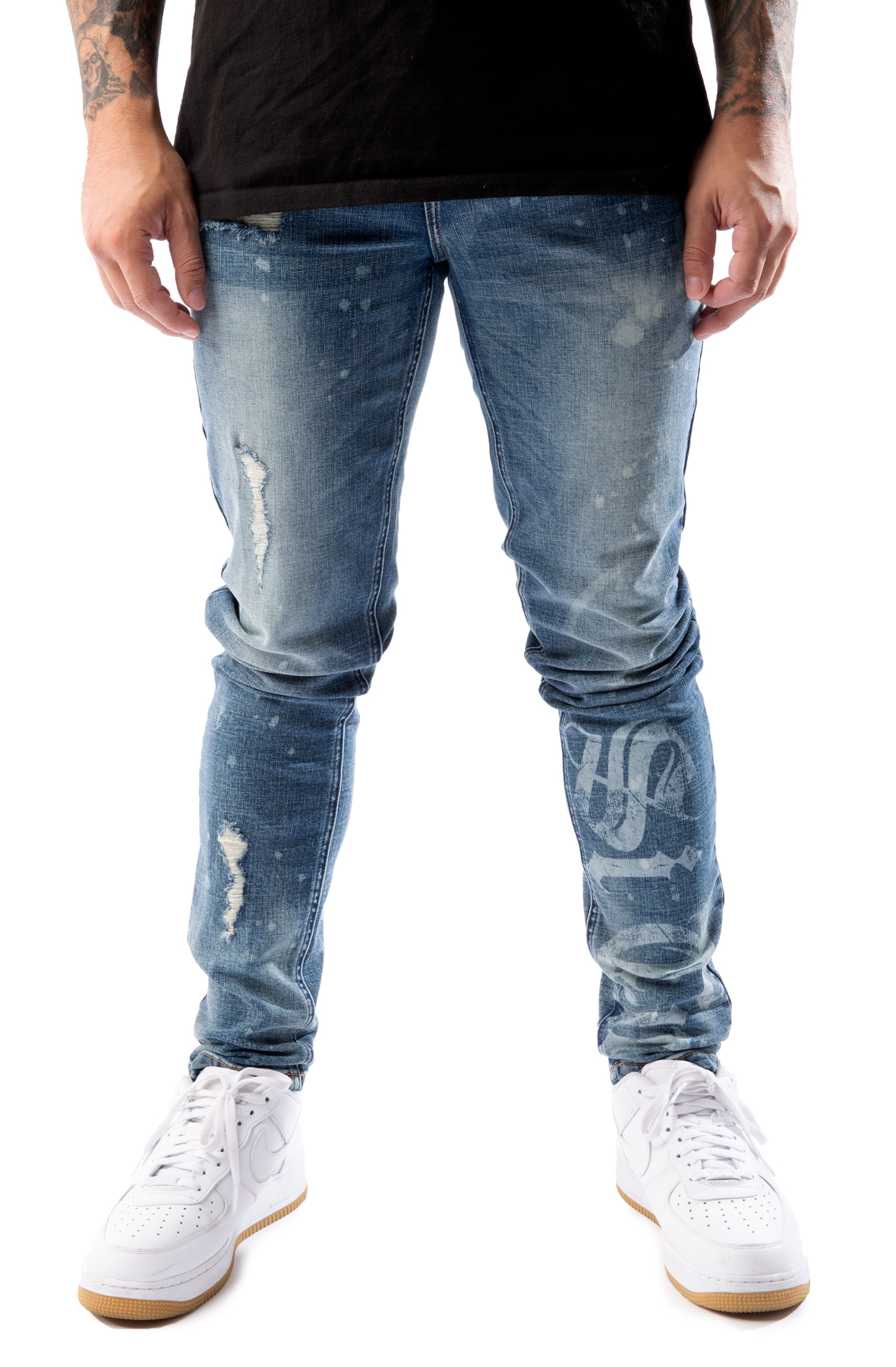 Men Veux Super Slim Light Wash Distressed Jeans Indigo Wash Pants x L Indigo Wash Men Veux Super Slim Light Wash Distressed Jeans Indigo Wash Pants x L Indigo Wash