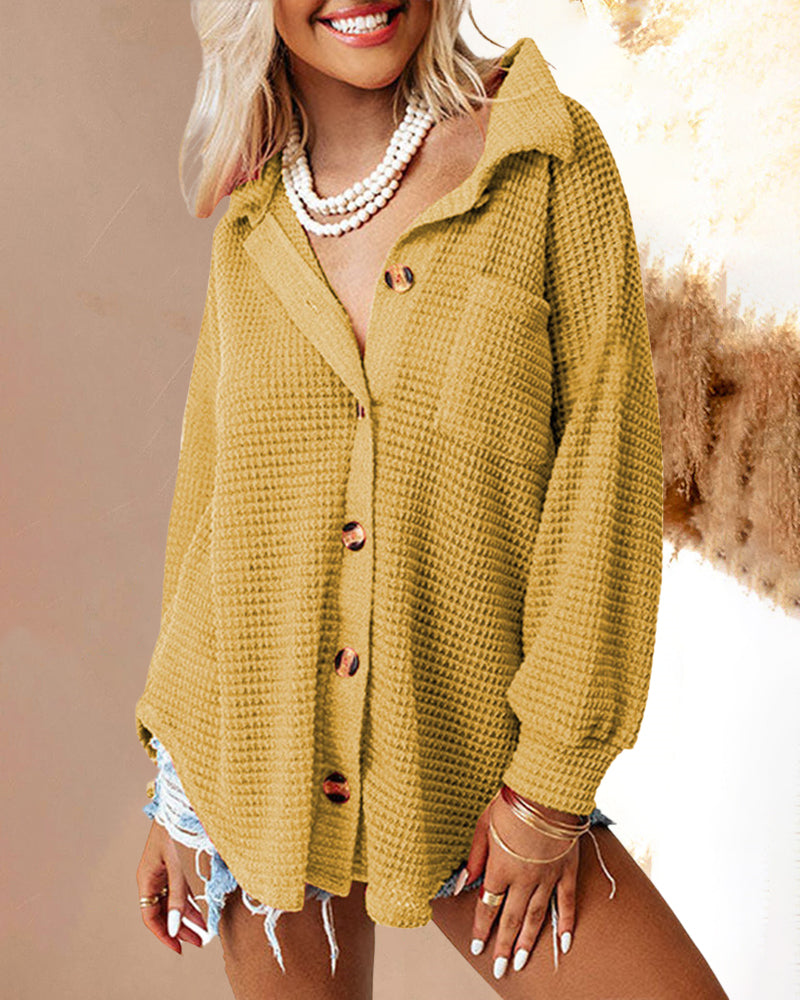 Zeagoo Casual Long Sleeve Top Solid Color Lapel Loose Mid Length Shirt Jacket – Yellow Zeagoo Casual Long Sleeve Top Solid Color Lapel Loose Mid Length Shirt Jacket – Yellow