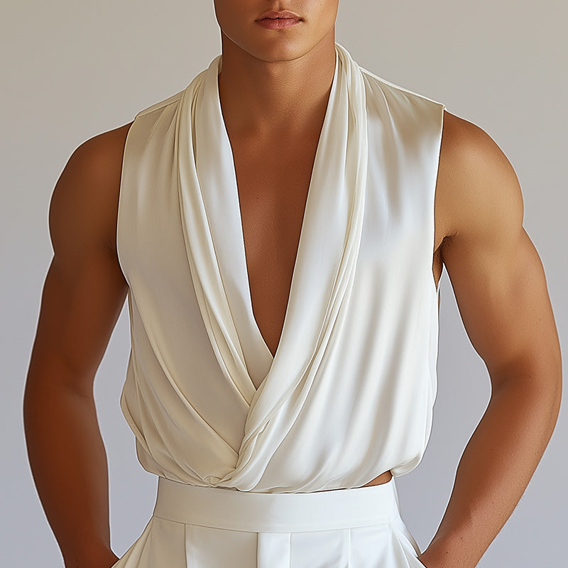 Men’s Summer Fashion Classic Retro Imitation Silk Tank Top MTADP Men’s Summer Fashion Classic Retro Imitation Silk Tank Top MTADP