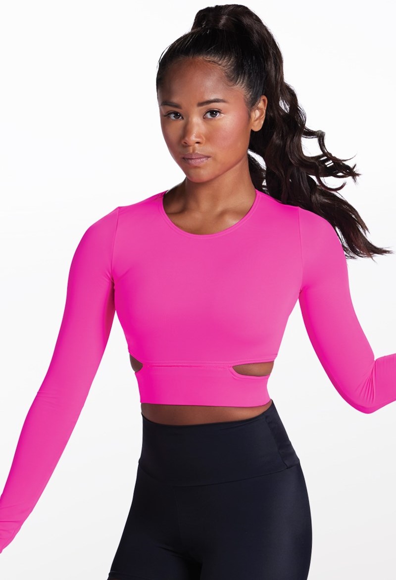 Cutout Long Sleeve Crop Top – Cerise – Extra Small Adult – Dance Top Cutout Long Sleeve Crop Top – Cerise – Extra Small Adult – Dance Top