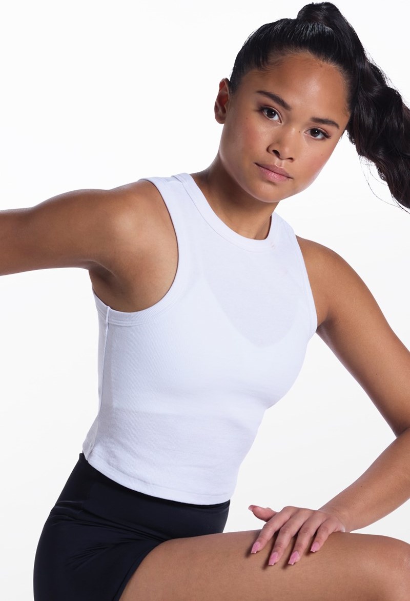 Fine Rib Racerback Crop Tank – White – Intermediate Child – Dance Top Fine Rib Racerback Crop Tank – White – Intermediate Child – Dance Top
