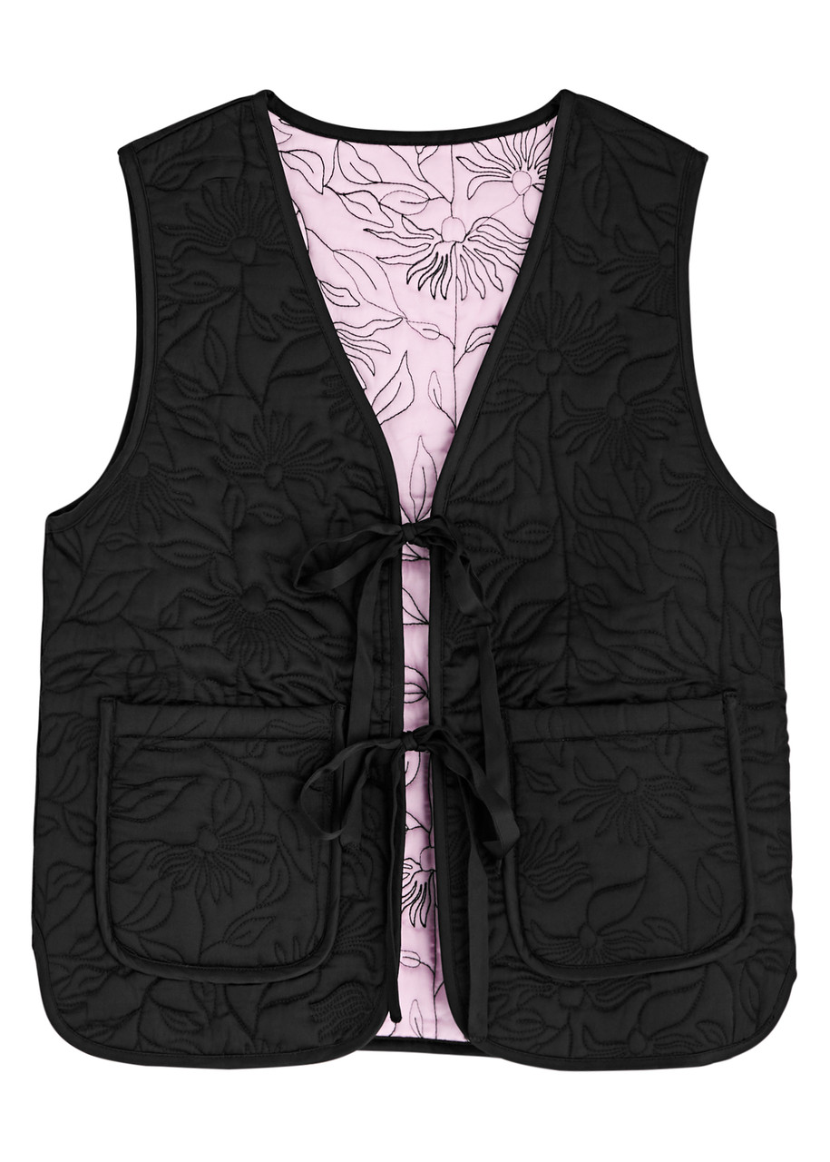 Damson Madder Arte Reversible Embroidered Satin Gilet – Black – M Damson Madder Arte Reversible Embroidered Satin Gilet – Black – M