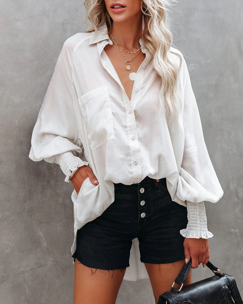 Zeagoo Zeagoo Button Up Shirt Long Sleeve Lapel Striped Casual Oversized Top – Grey S Zeagoo Zeagoo Button Up Shirt Long Sleeve Lapel Striped Casual Oversized Top – Grey S