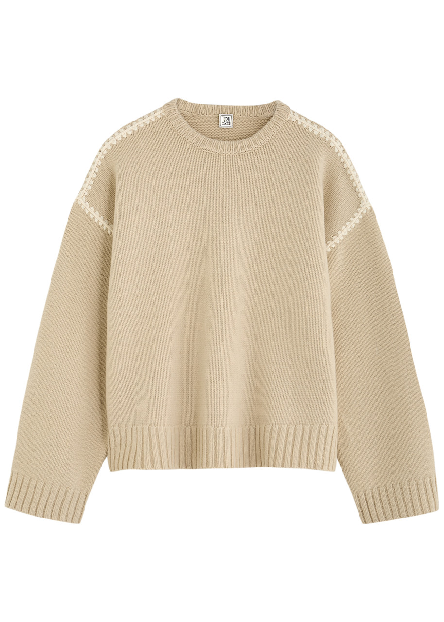 Toteme Whipstitched Wool-blend Jumper – Cream – L L Toteme Whipstitched Wool-blend Jumper – Cream – L L
