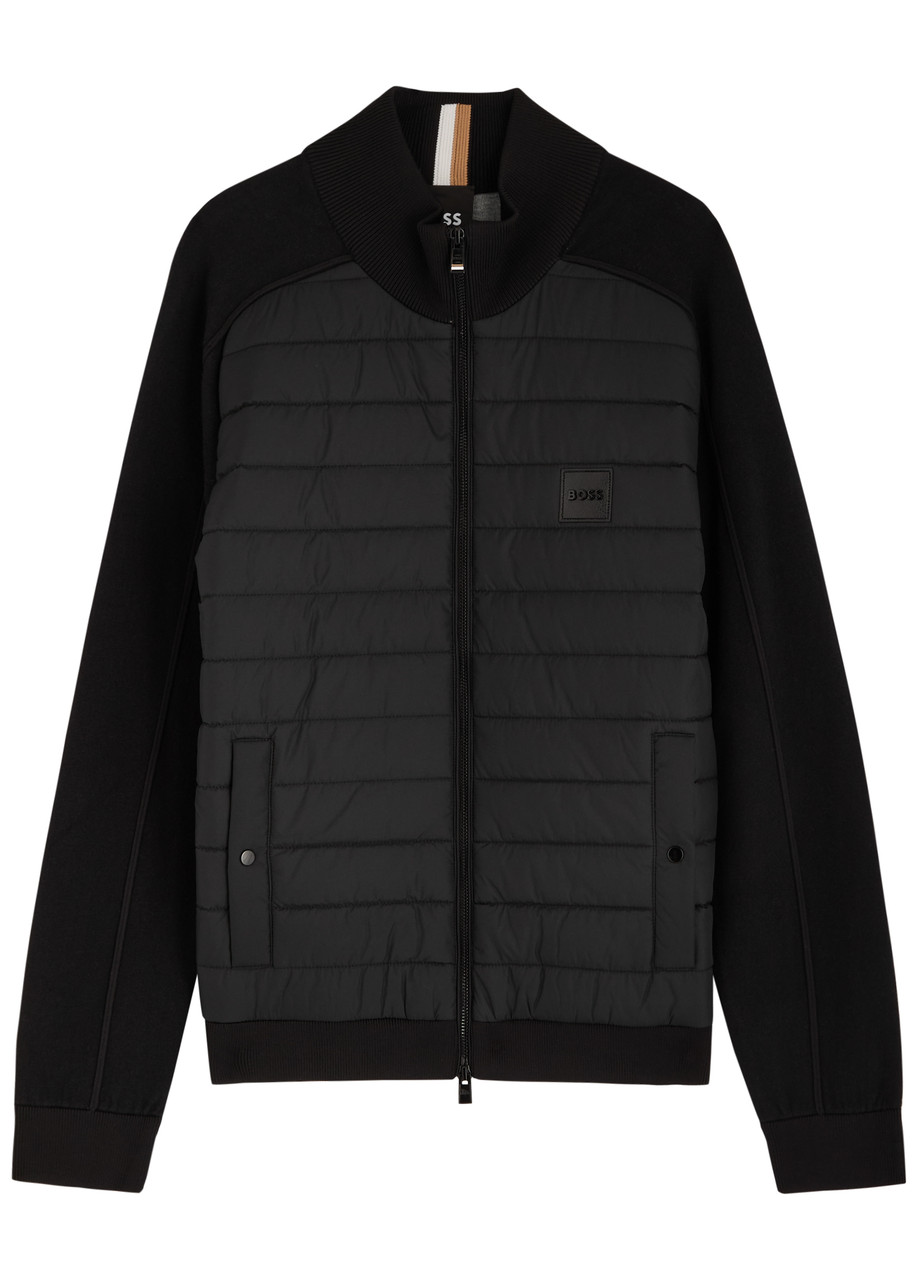 Boss Logo Quilted Shell and Cotton-blend Jacket – Black Boss Logo Quilted Shell and Cotton-blend Jacket – Black