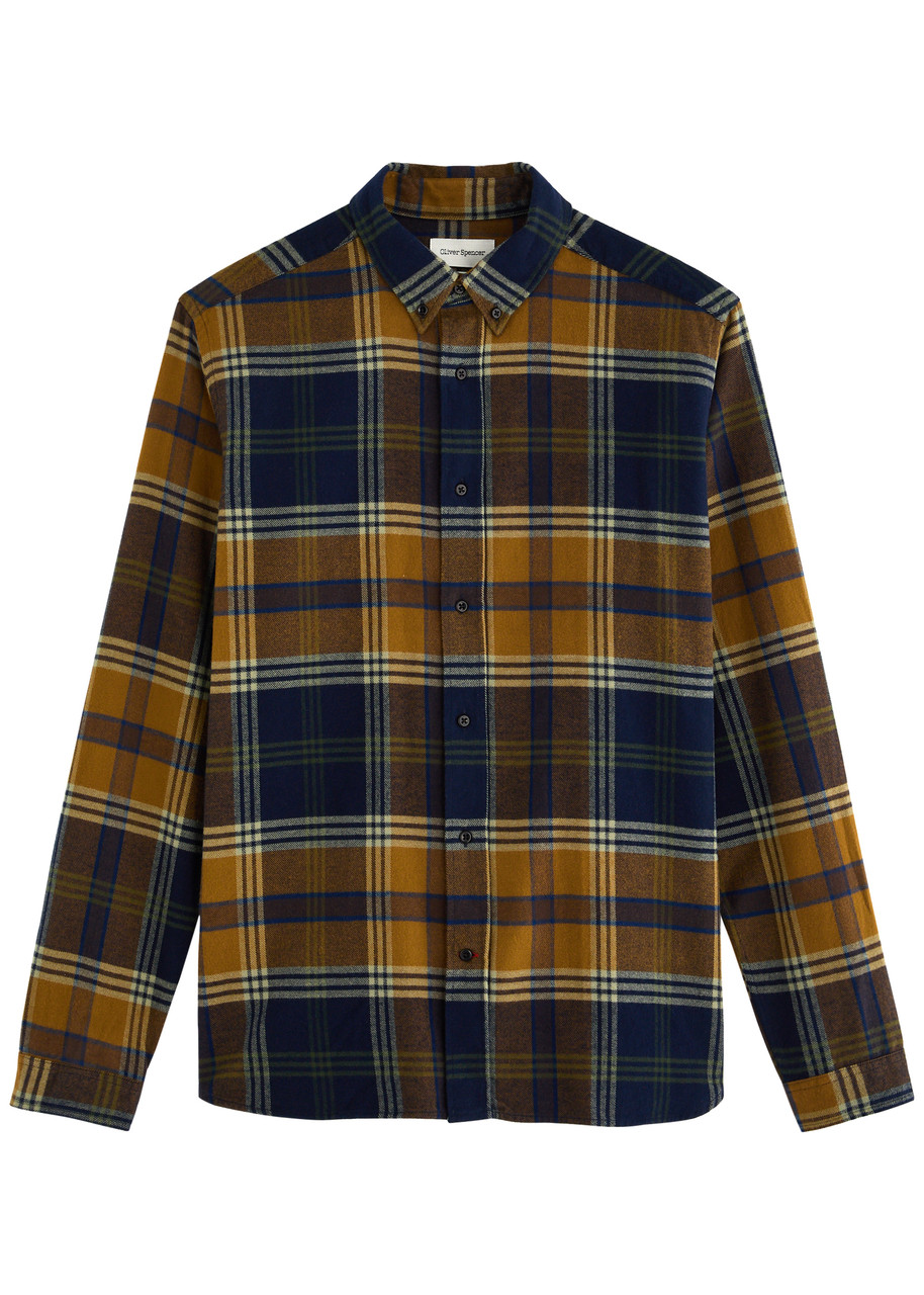 Oliver Spencer Brook Checked Flannel Shirt – Navy – C. Oliver Spencer Brook Checked Flannel Shirt – Navy – C.