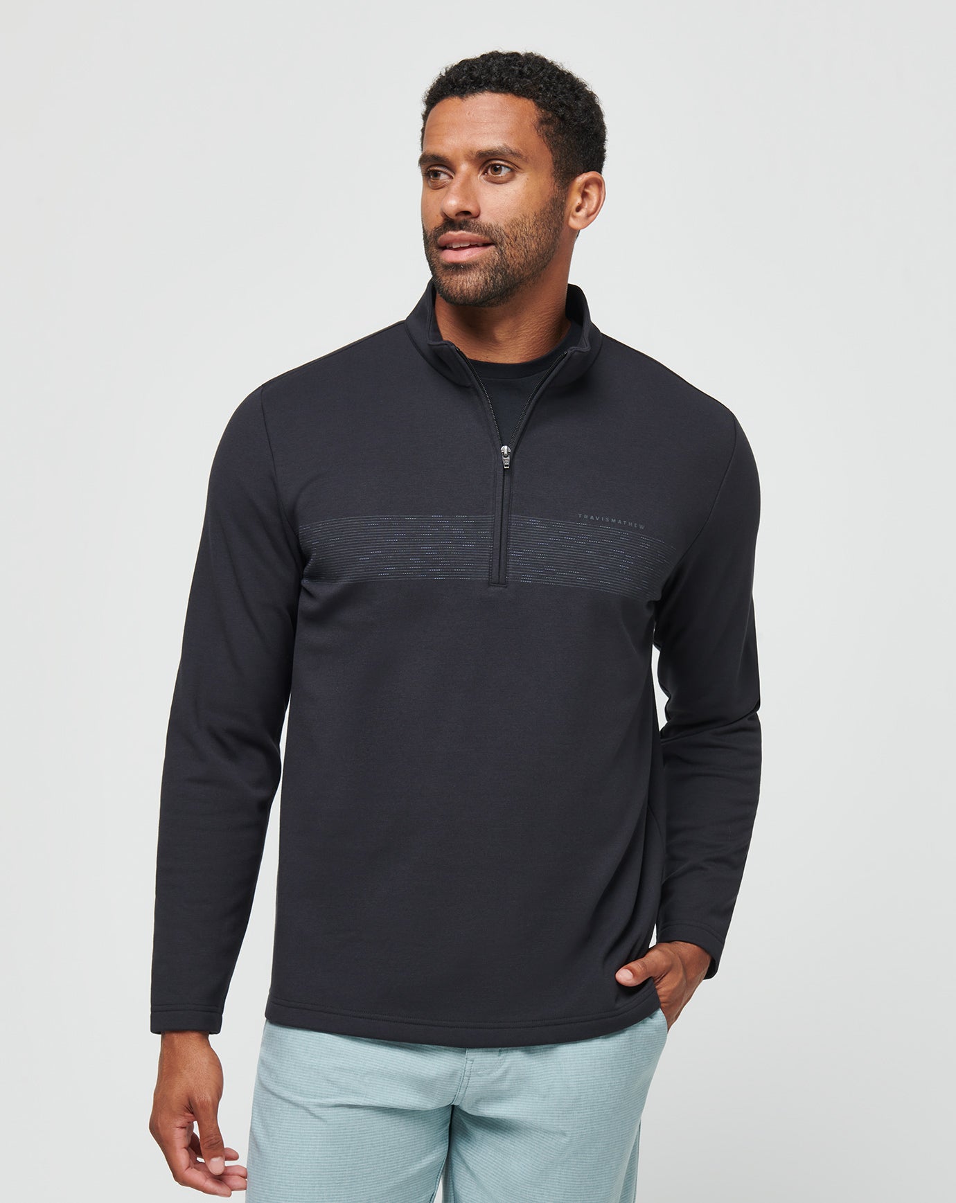 Upgraded Fleece Chest Stripe Quarter Zip Upgraded Fleece Chest Stripe Quarter Zip