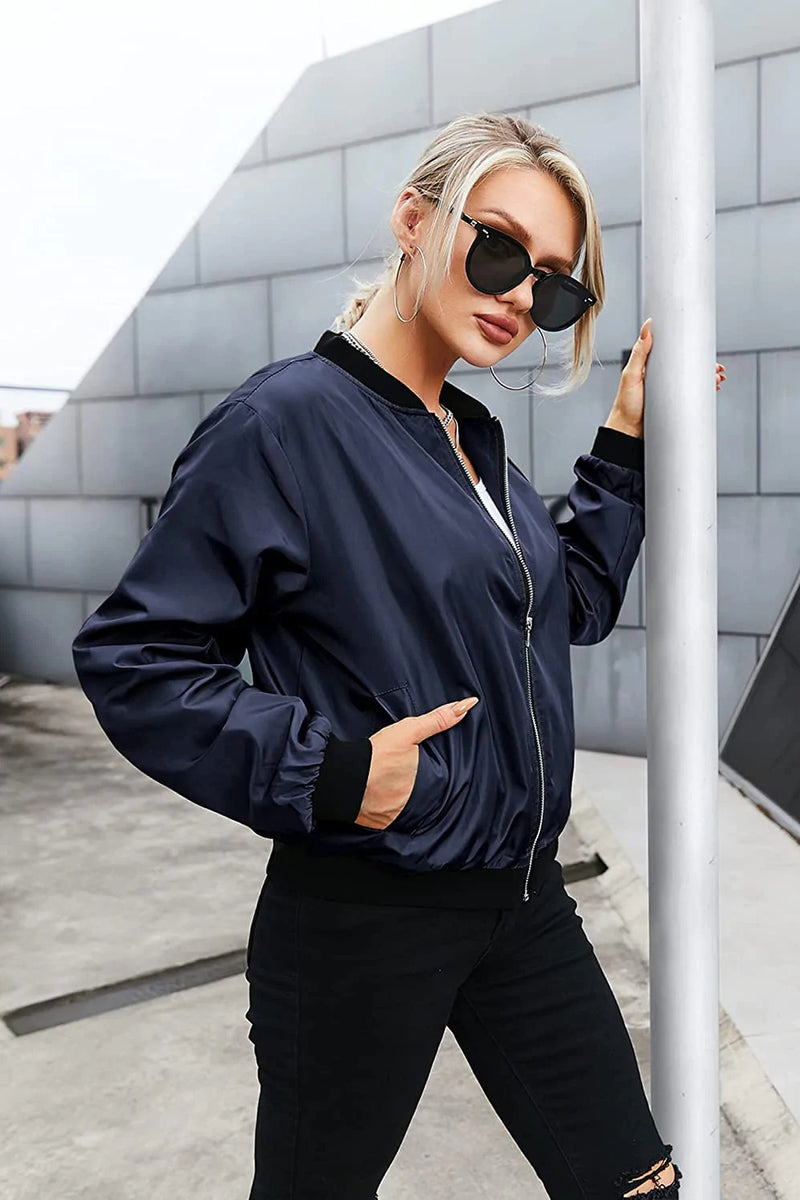 Zeagoo Bomber Zip Up Windbreaker Jacket – Navy Blue