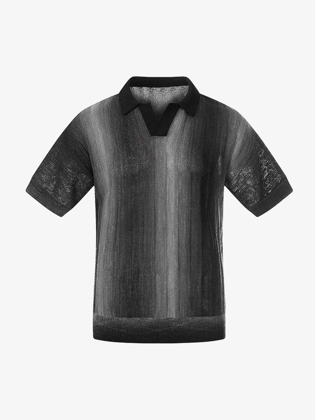 Gradient Textured Knit Polo Shirt Gradient Textured Knit Polo Shirt