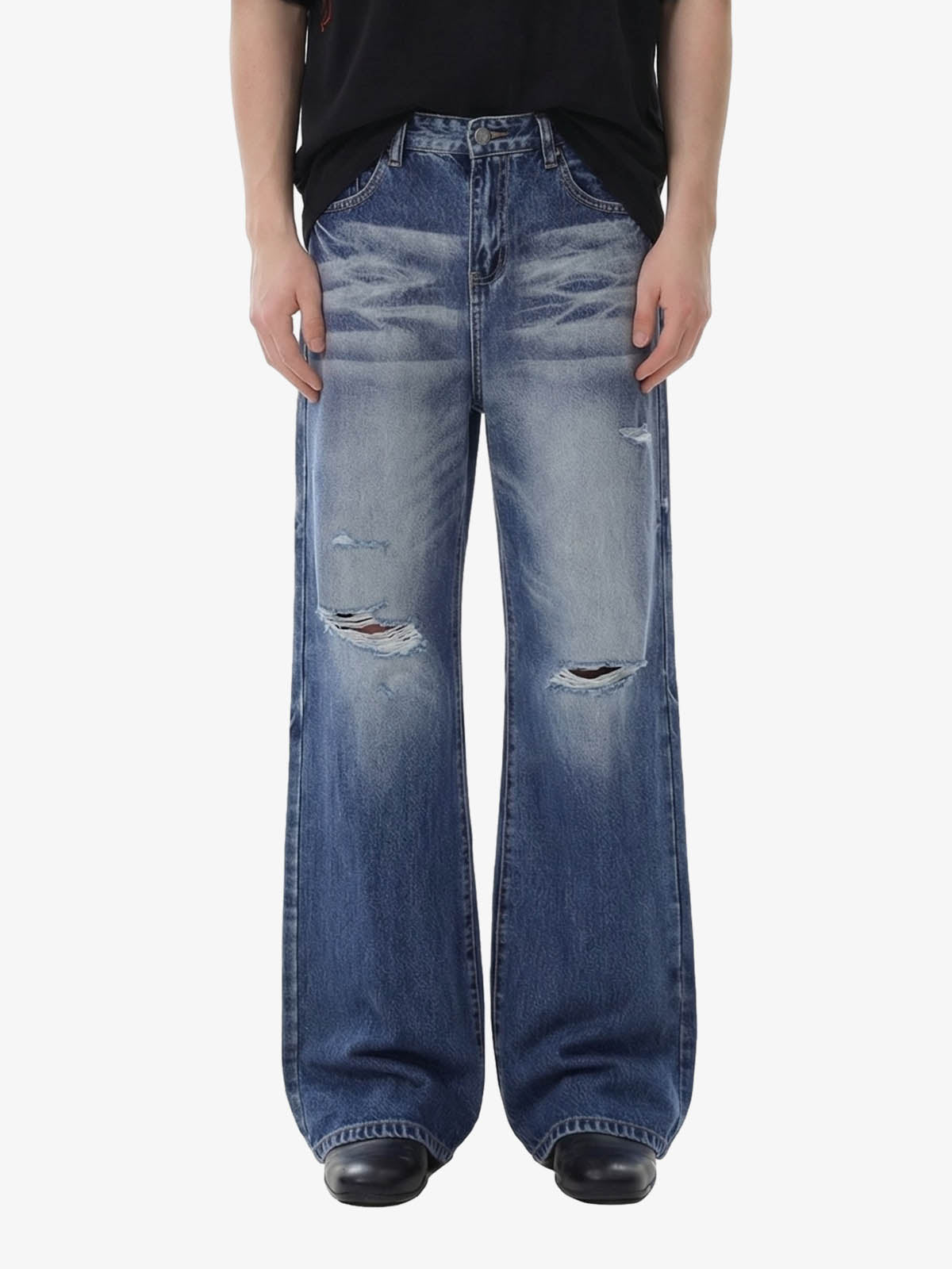 Denim Ripped Washed Distressed Jeans Denim Ripped Washed Distressed Jeans