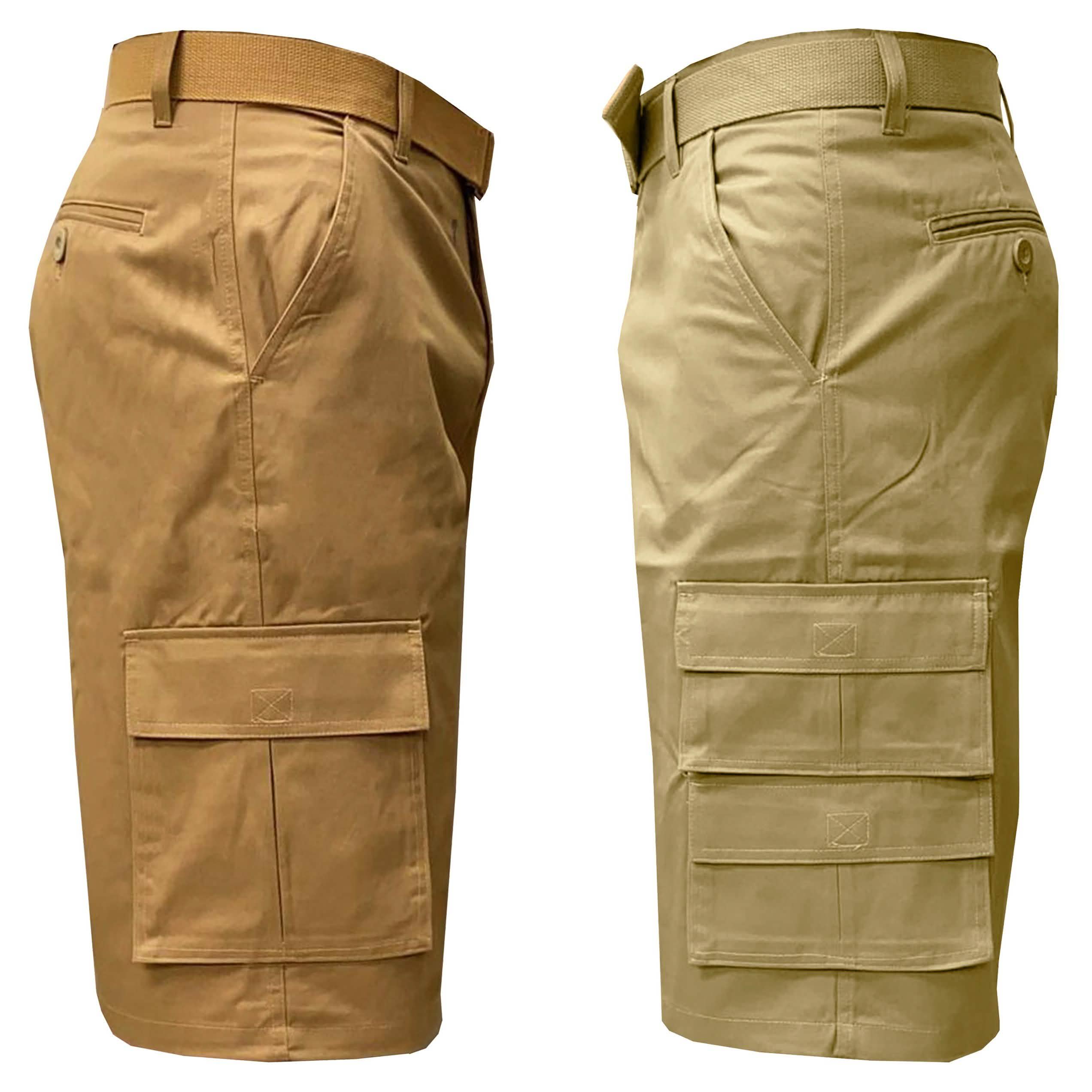 -Pack: Men’s ” Fitted Belted -Pocket Cargo Shorts – TimberKhaki -Pack: Men’s ” Fitted Belted -Pocket Cargo Shorts – TimberKhaki