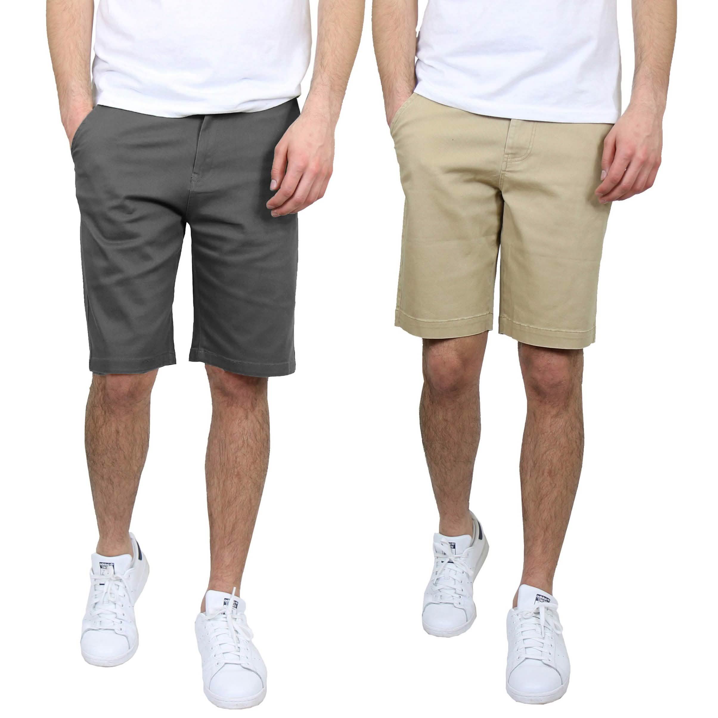 -Pack: Men’s -Pocket Flat-Front Slim-Fit Stretch Chino Shorts – GrayKhaki -Pack: Men’s -Pocket Flat-Front Slim-Fit Stretch Chino Shorts – GrayKhaki