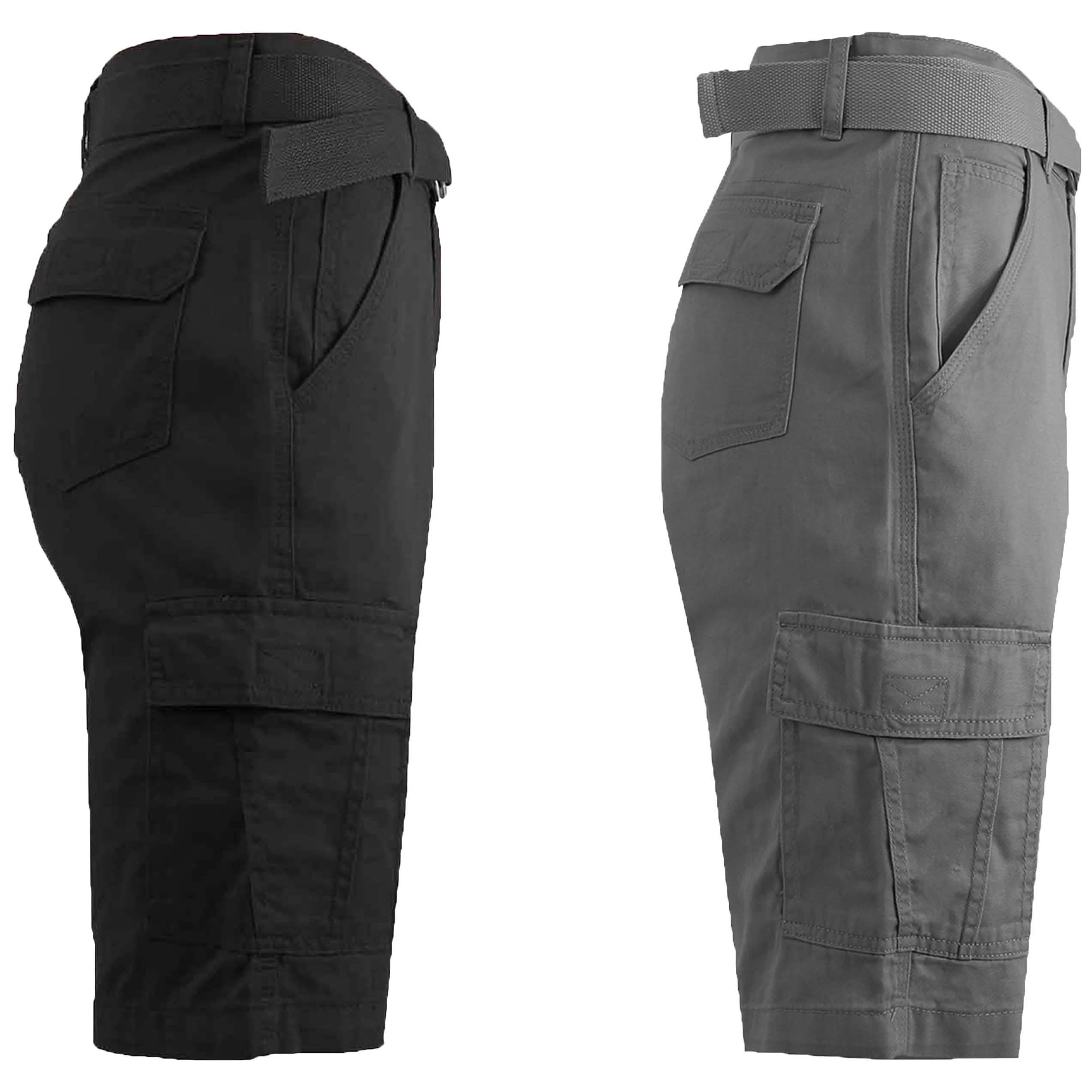 -Pack: Men’s Cotton Classic Cargo Shorts With Belt – BlackDark Gray -Pack: Men’s Cotton Classic Cargo Shorts With Belt – BlackDark Gray
