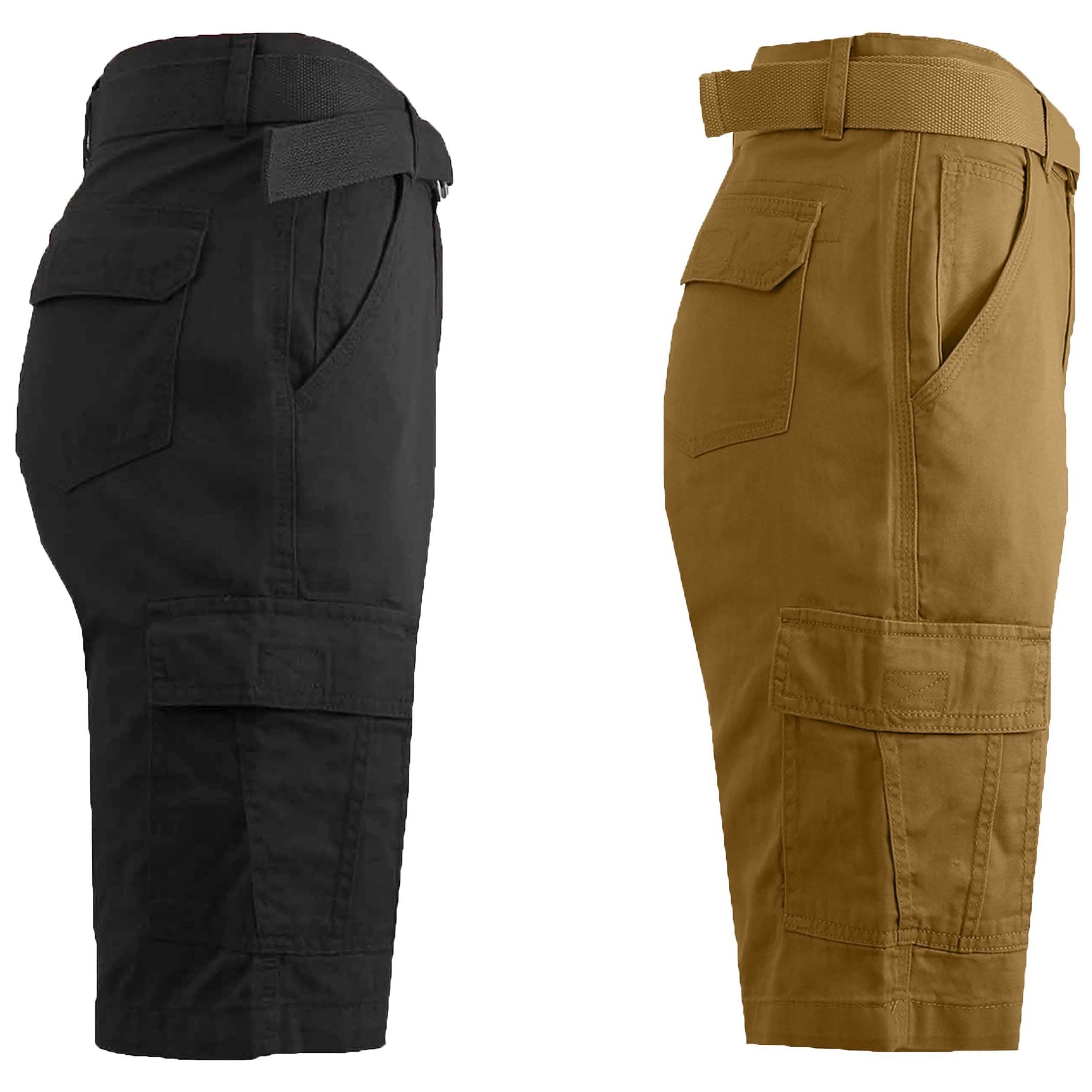 -Pack: Men’s Cotton Classic Cargo Shorts With Belt – BlackSand -Pack: Men’s Cotton Classic Cargo Shorts With Belt – BlackSand