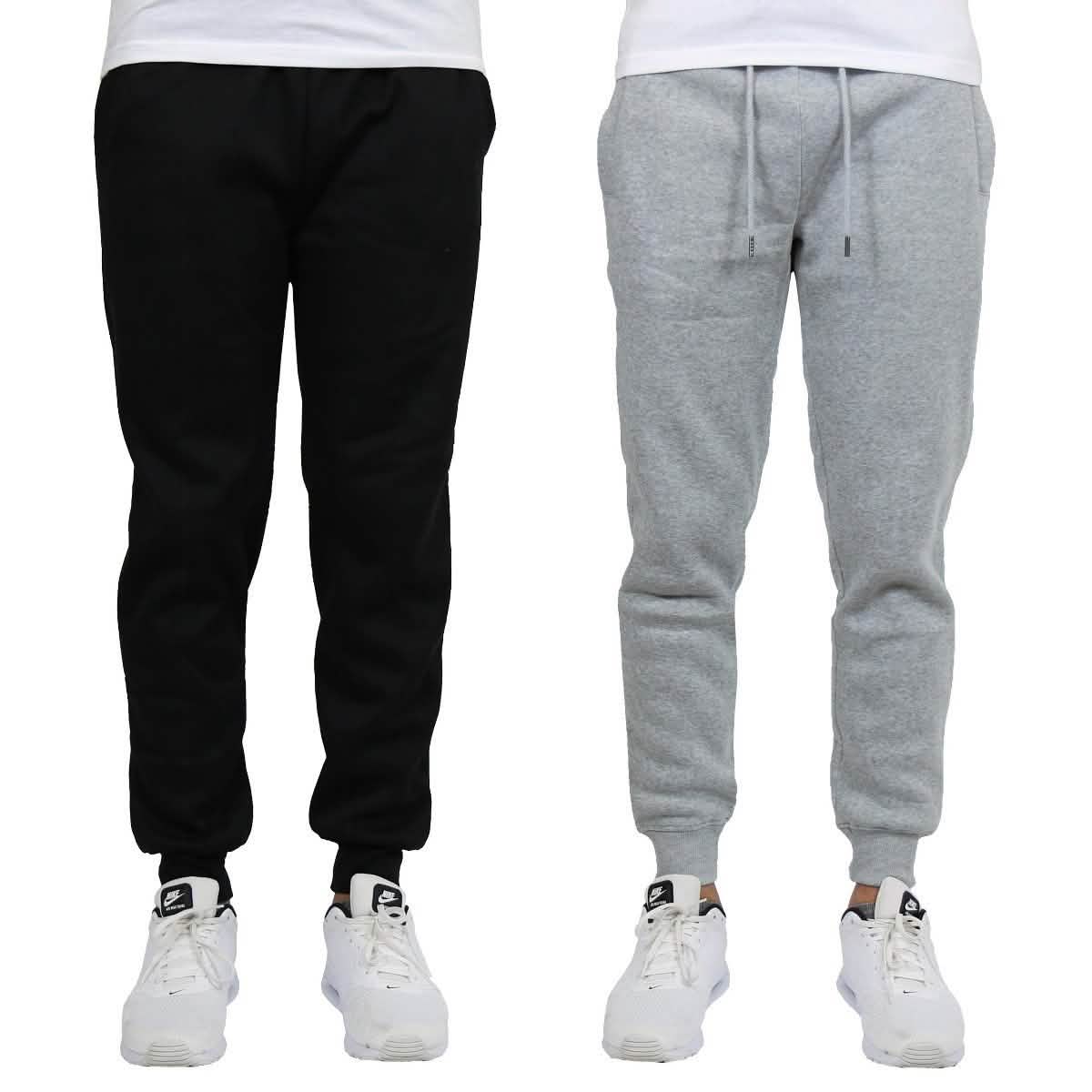 -Pack: Men’s Slim-Fit Fleece Jogger Sweatpants – BlackHeather Gray -Pack: Men’s Slim-Fit Fleece Jogger Sweatpants – BlackHeather Gray