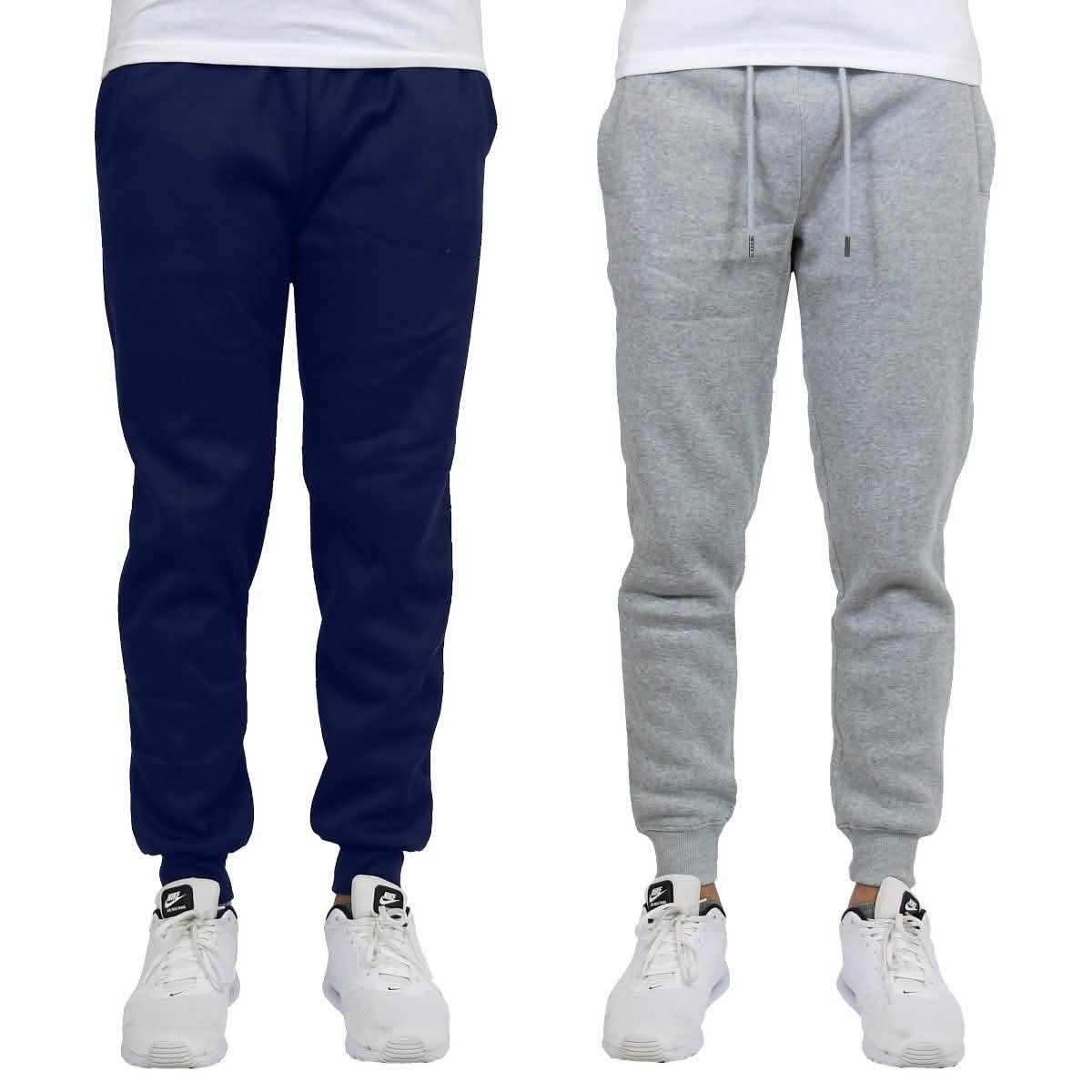 -Pack: Men’s Slim-Fit Fleece Jogger Sweatpants – Heather GrayNavy -Pack: Men’s Slim-Fit Fleece Jogger Sweatpants – Heather GrayNavy