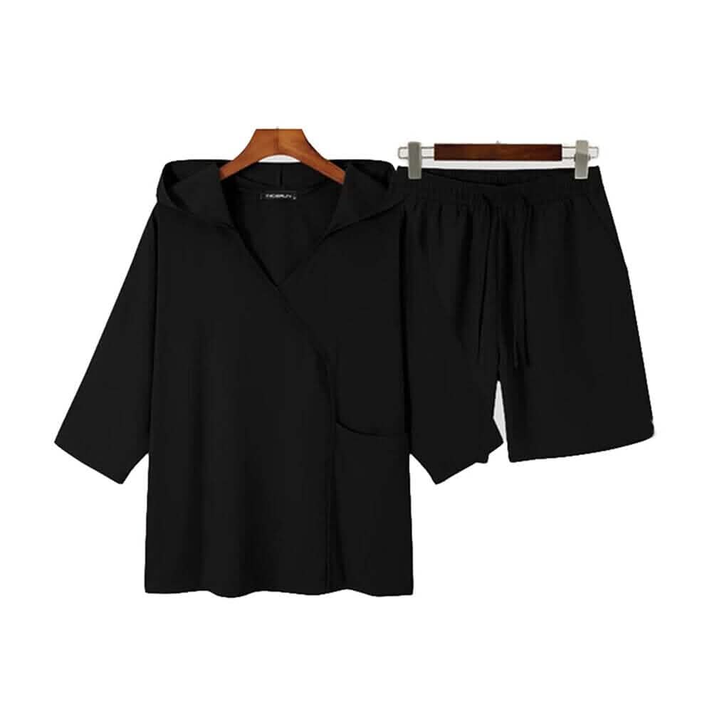 -Piece Set: Men’s Hooded Tracksuit Tennis Shirt Shorts and T Shirt Set Plain -Piece Set: Men’s Hooded Tracksuit Tennis Shirt Shorts and T Shirt Set Plain