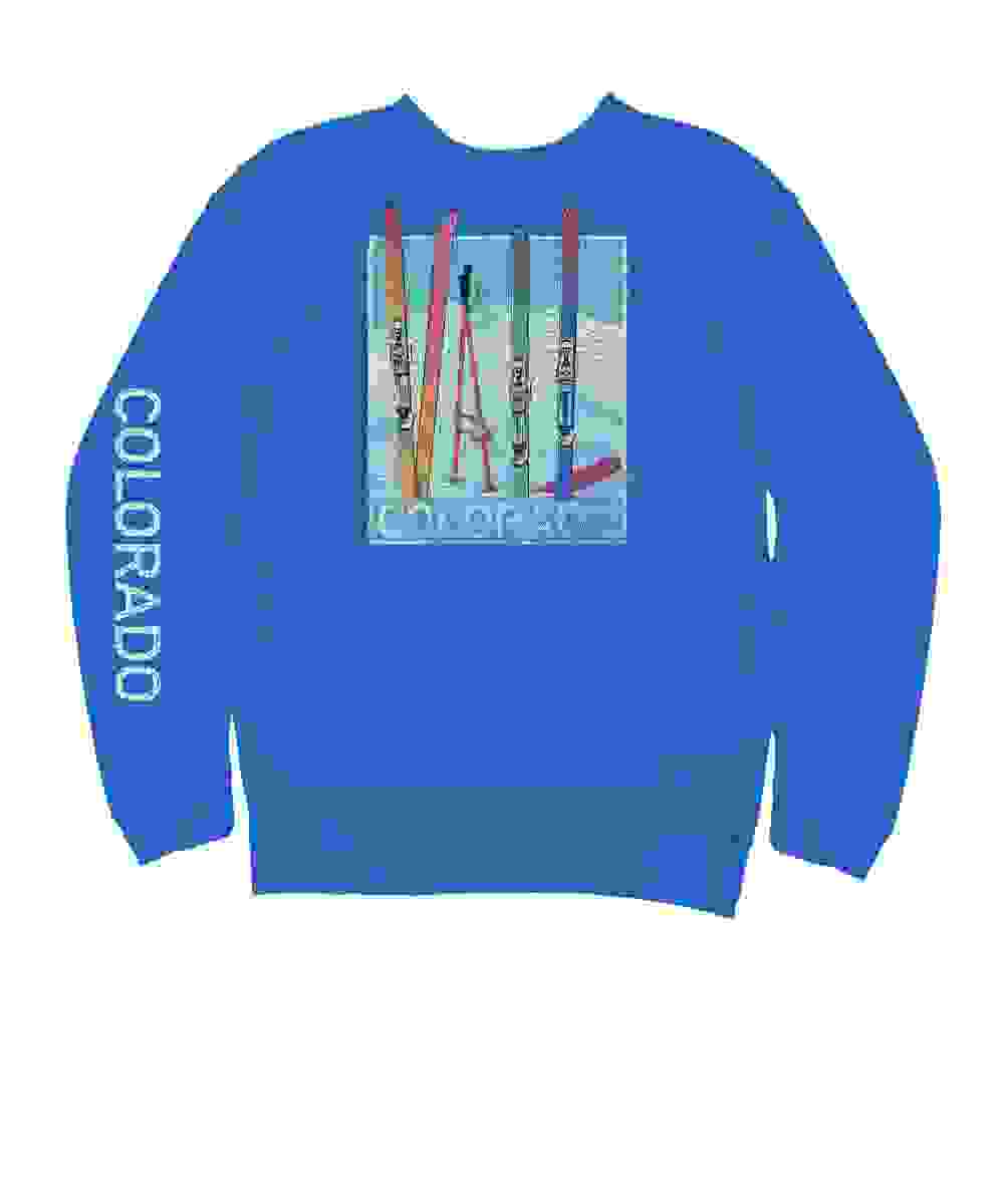 Crazy Shirts Men’s Vail Skis – Blue Hawaii Dyed Long Sleeve Sweatshirt Crazy Shirts Men’s Vail Skis – Blue Hawaii Dyed Long Sleeve Sweatshirt