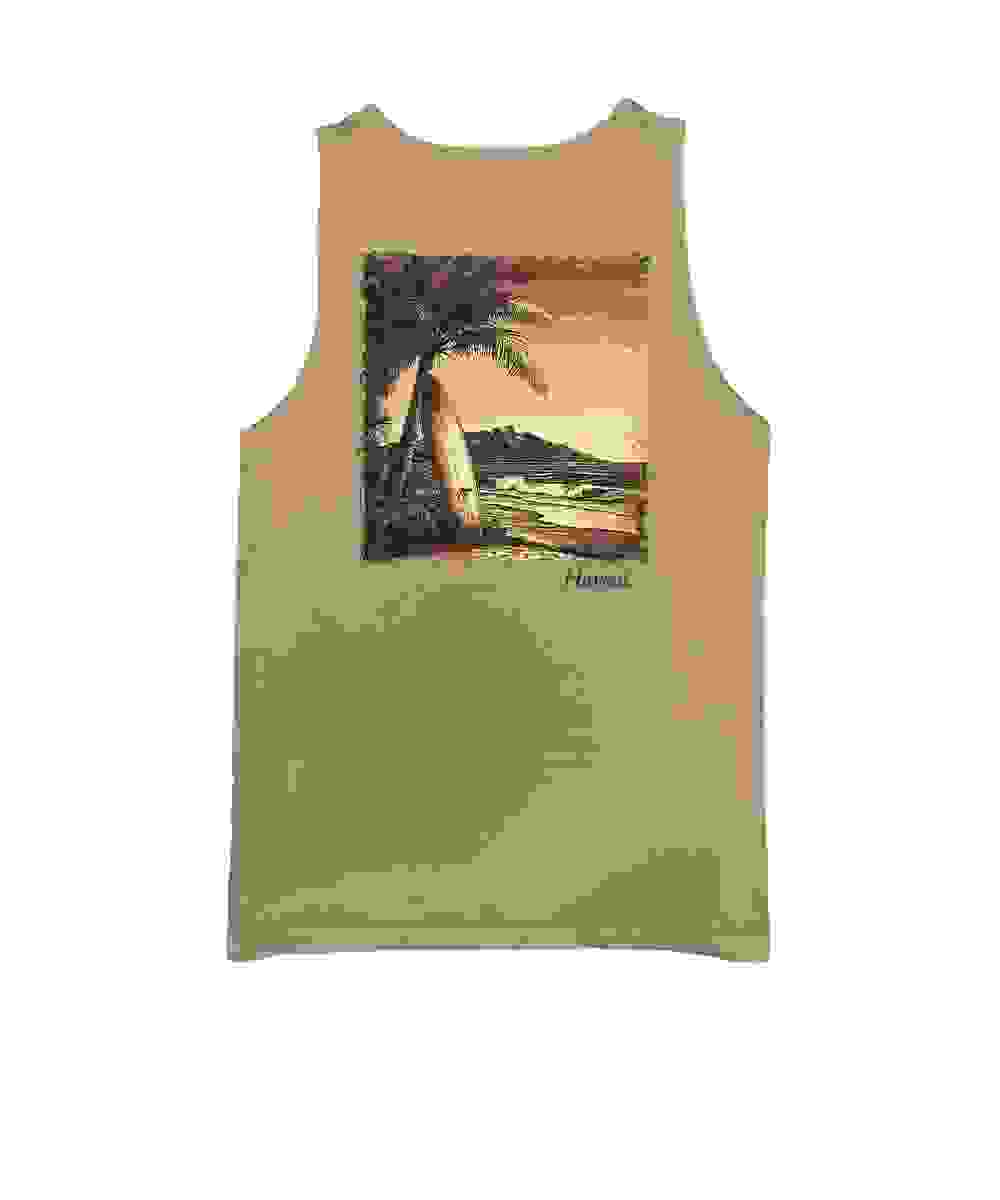 Crazy Shirts Men’s Retro Island Surf Scenic – Kona Coffee Dyed Sleeveless Tank Top Crazy Shirts Men’s Retro Island Surf Scenic – Kona Coffee Dyed Sleeveless Tank Top