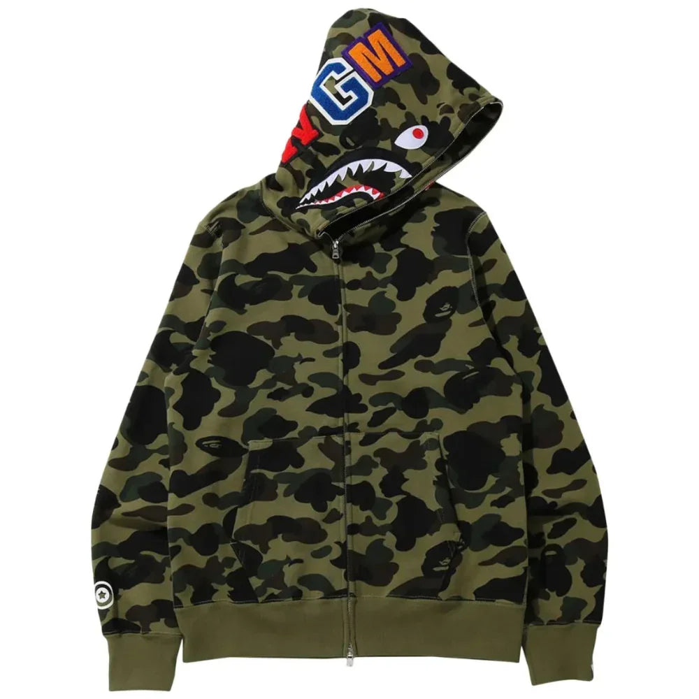 BAPE st Camo Shark Full Zip Hoodie Green BAPE st Camo Shark Full Zip Hoodie Green