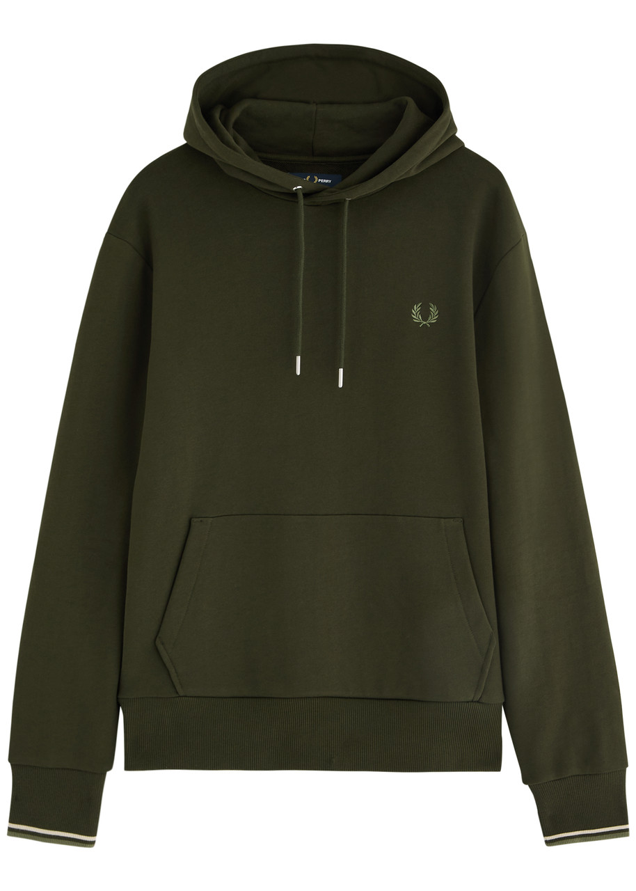 Fred Perry Logo-embroidered Hooded Cotton Sweatshirt – Dark Green Fred Perry Logo-embroidered Hooded Cotton Sweatshirt – Dark Green