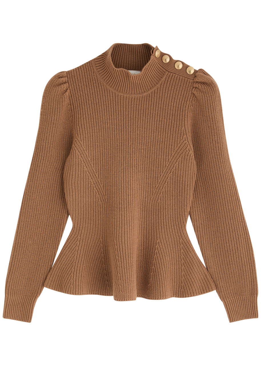 Zimmermann Crush Ribbed Wool Jumper – Tan – M Zimmermann Crush Ribbed Wool Jumper – Tan – M