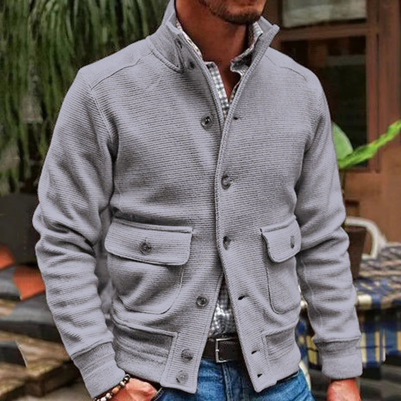 Men’s Stand Collar Solid Color Jacket X Men’s Stand Collar Solid Color Jacket X