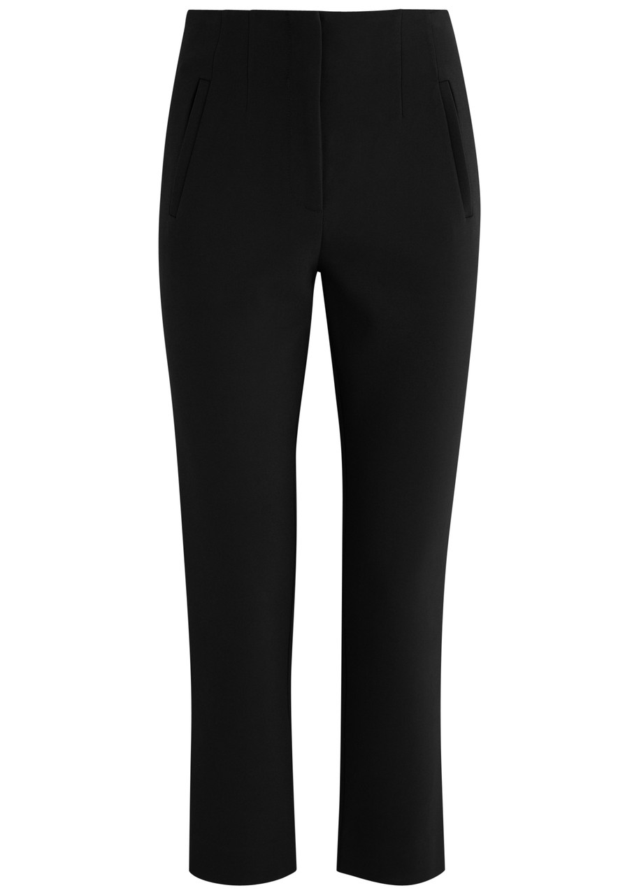 Veronica Beard Stila Cropped Slim-leg Jersey Trousers – Black – M